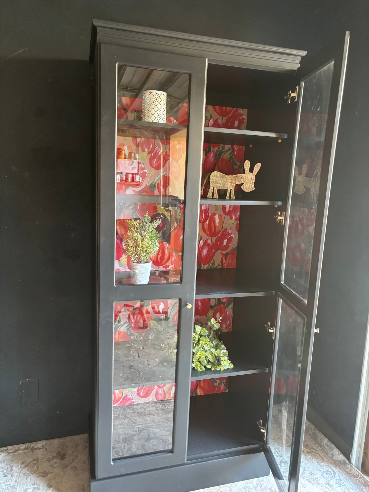 Navy Glass Display Cabinet