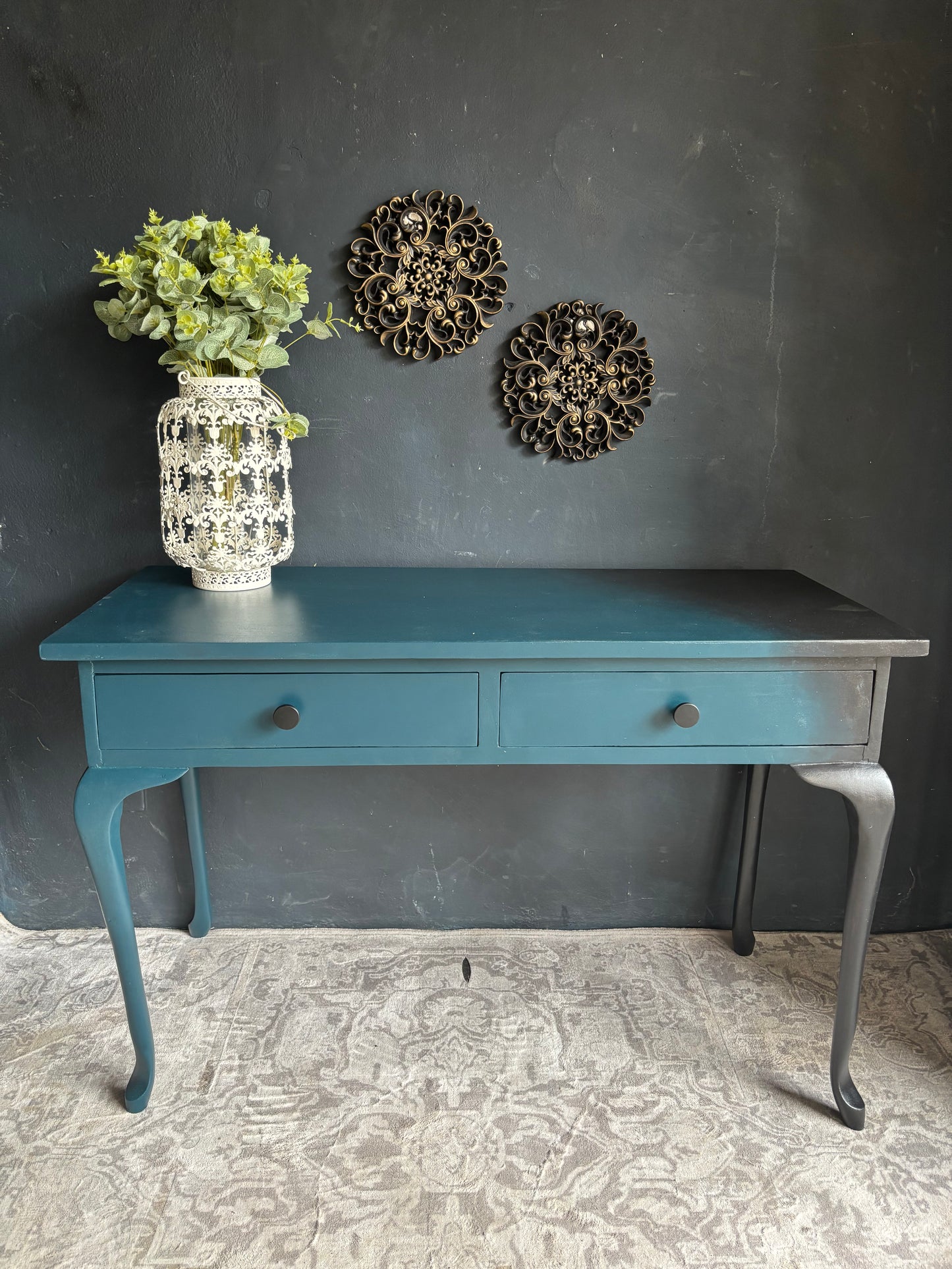 Midnight Tide Console Table with Dual Drawers