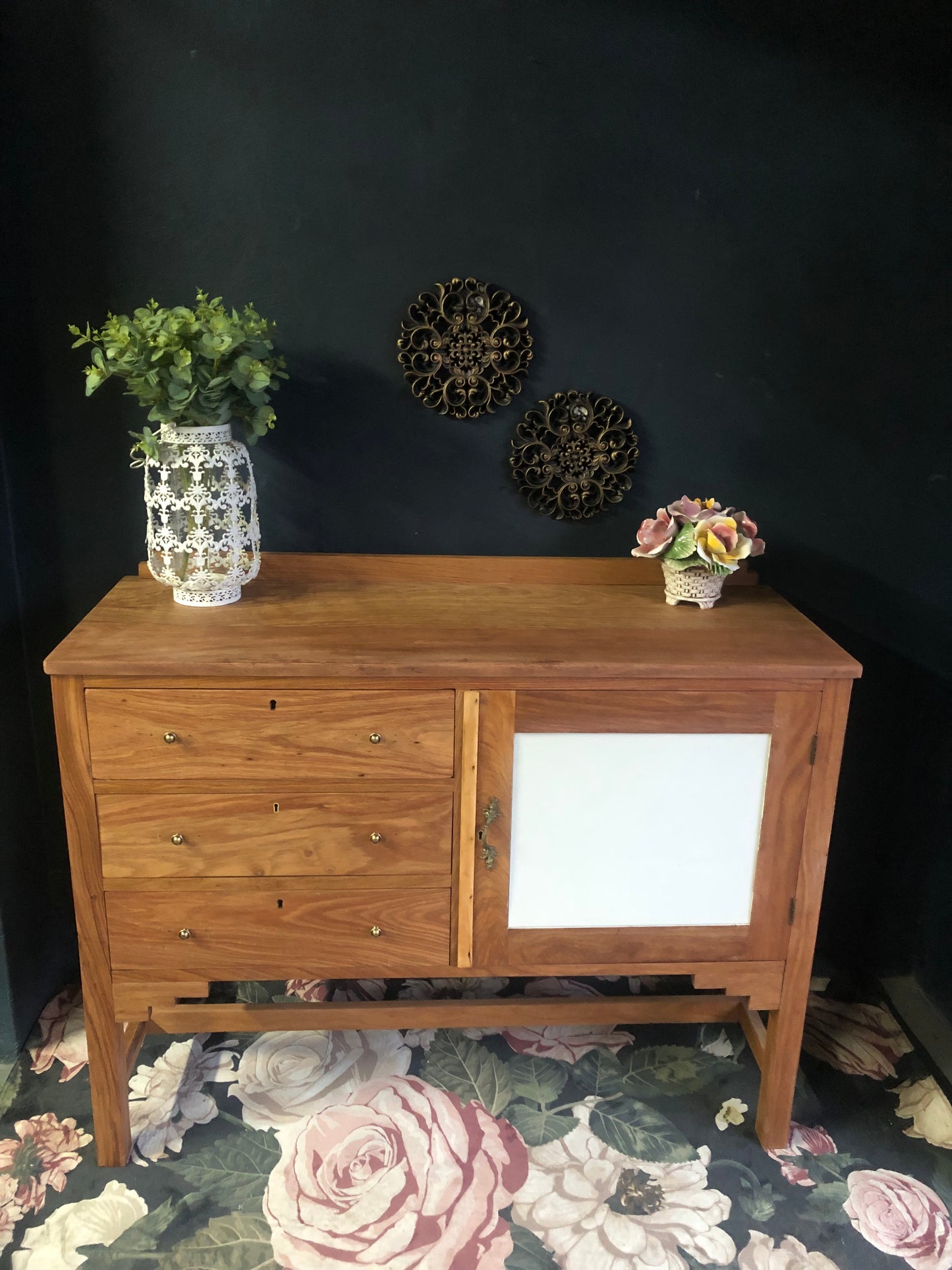 Vintage Wooden Sideboard with Drawer and Cabinet Storage
