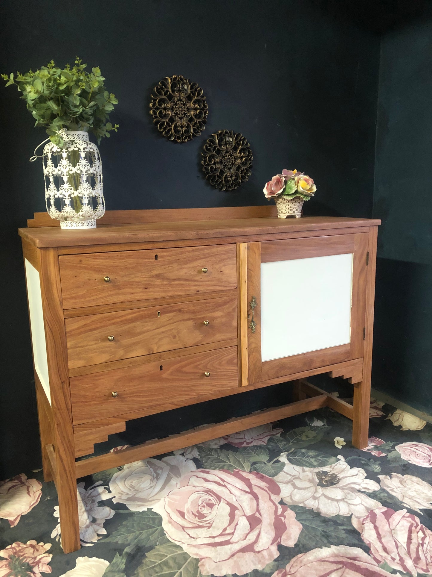 Vintage Wooden Sideboard with Drawer and Cabinet Storage