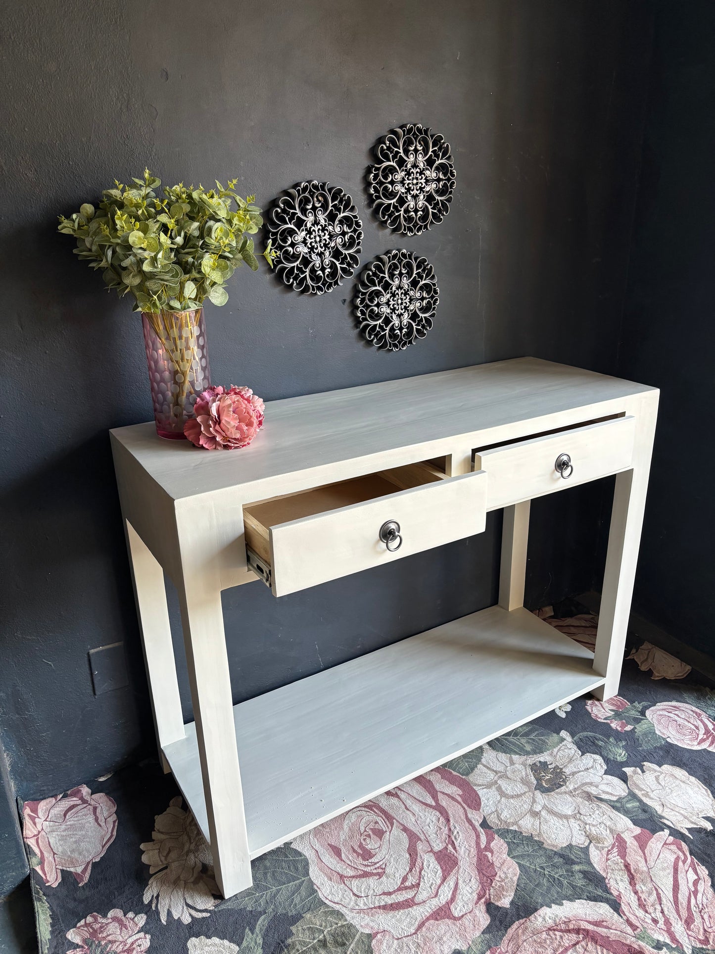 Soft White Two-Drawer Server/Console Table