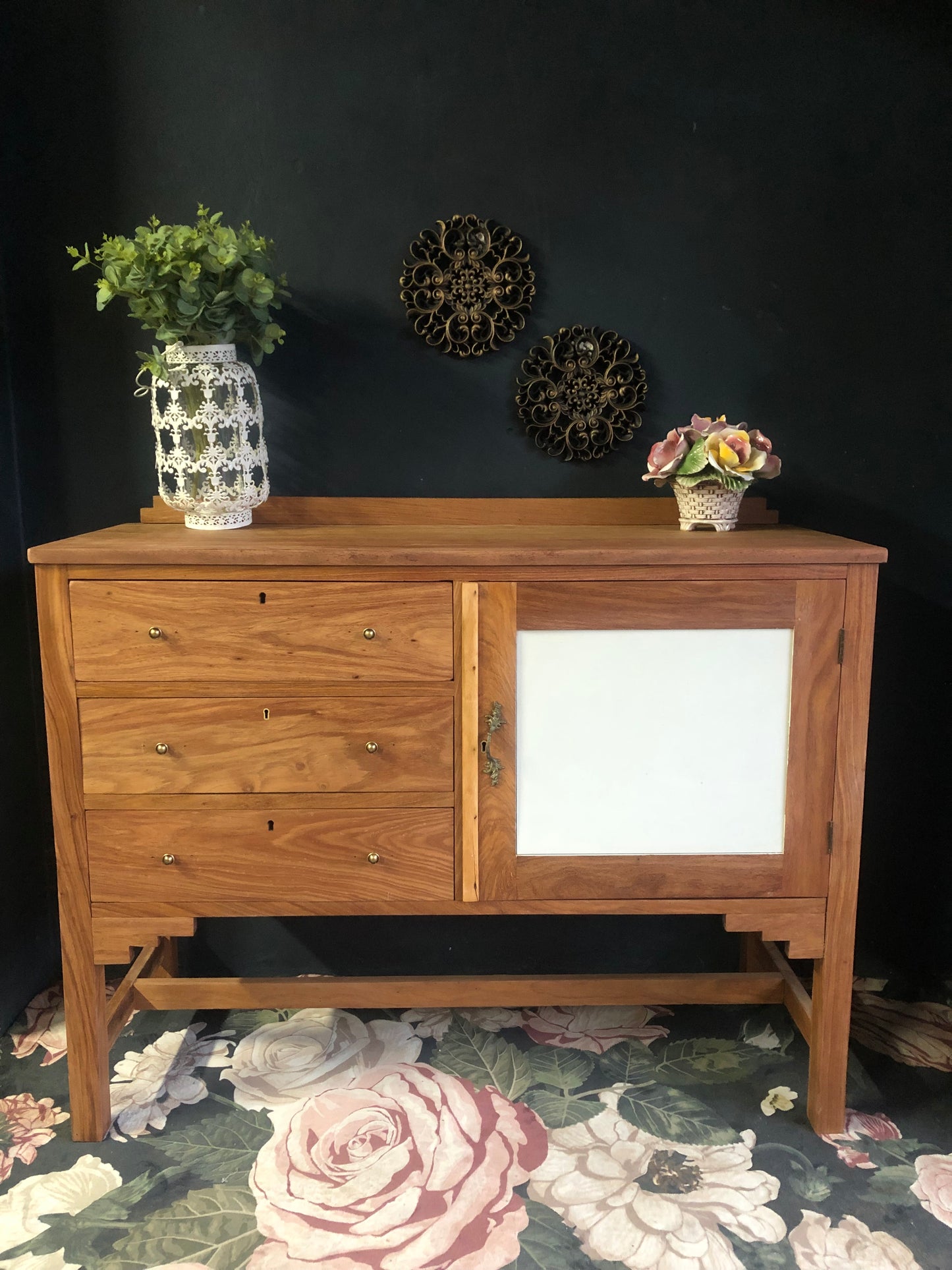 Vintage Wooden Sideboard with Drawer and Cabinet Storage
