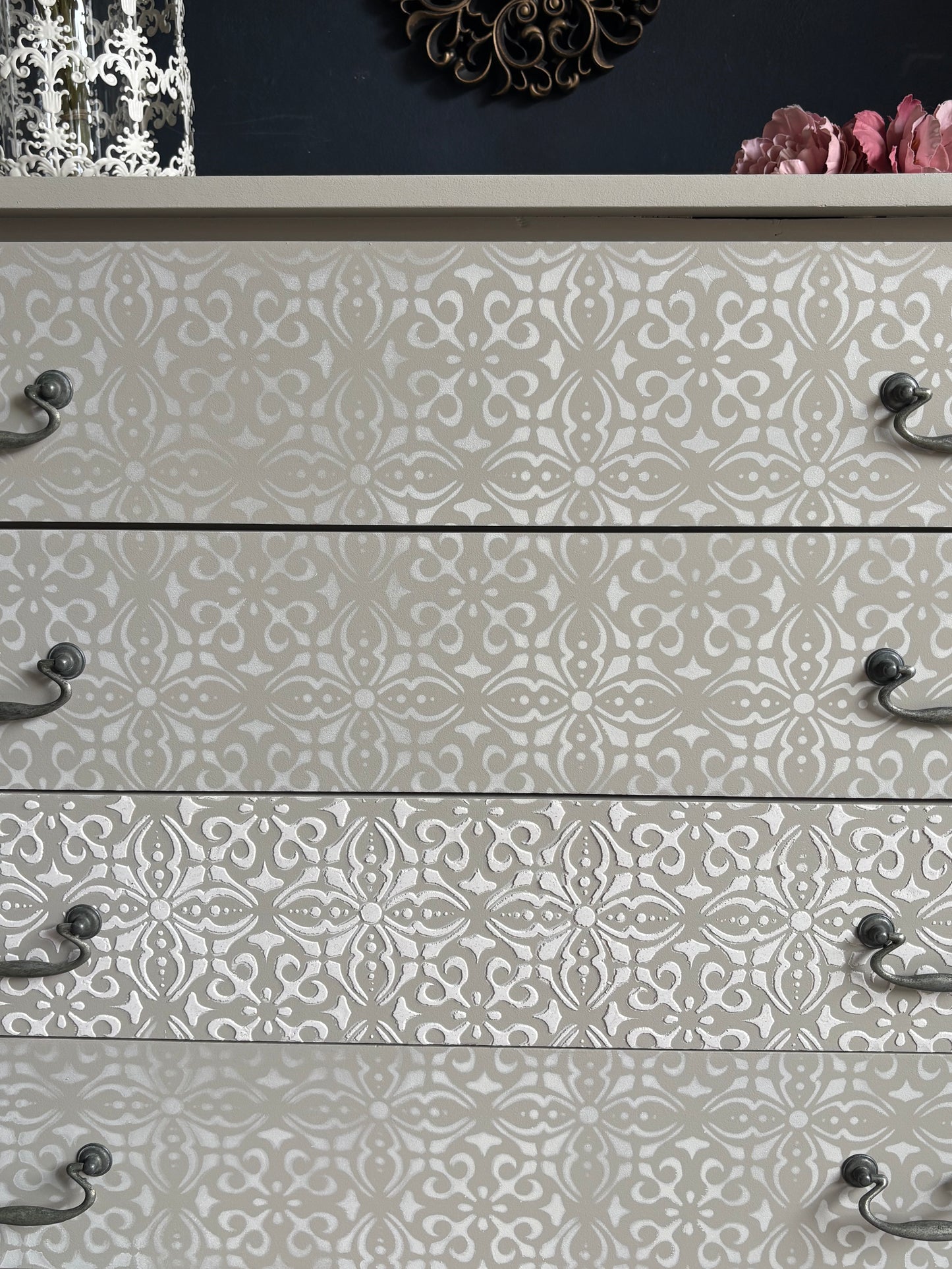 Soft Neutral Patterned Four Drawer Chest