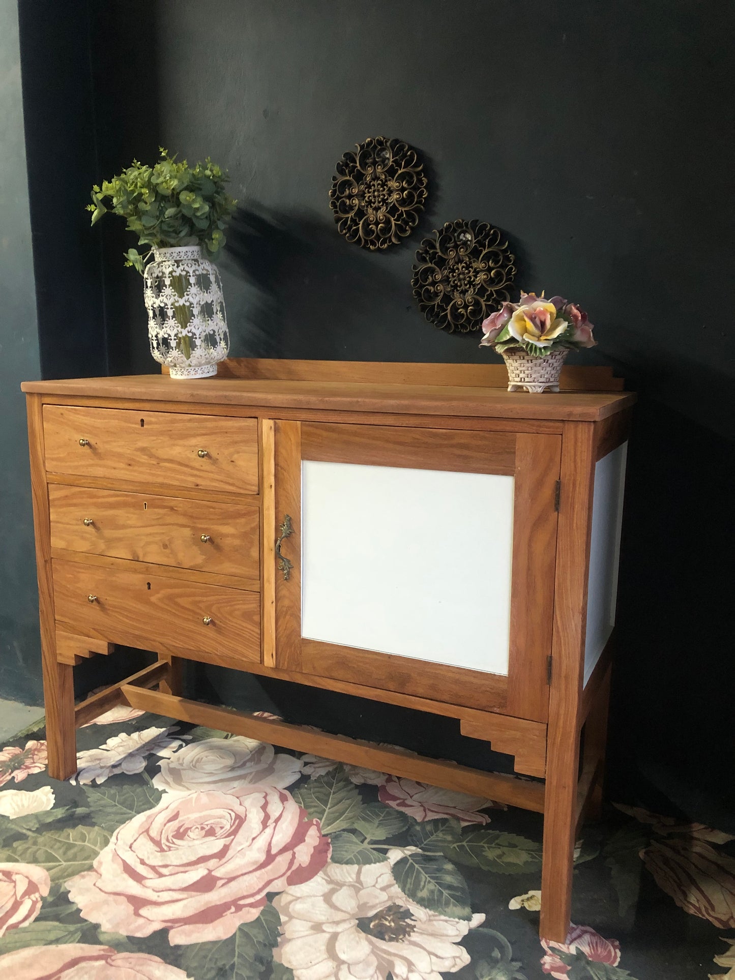 Vintage Wooden Sideboard with Drawer and Cabinet Storage