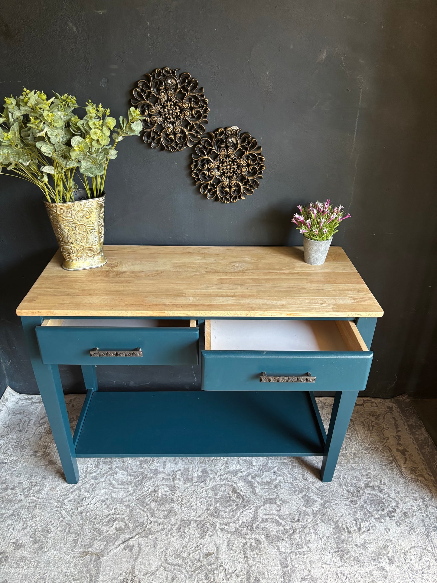 Teal Two-Drawer Entrance Hall Table – Contemporary Charm