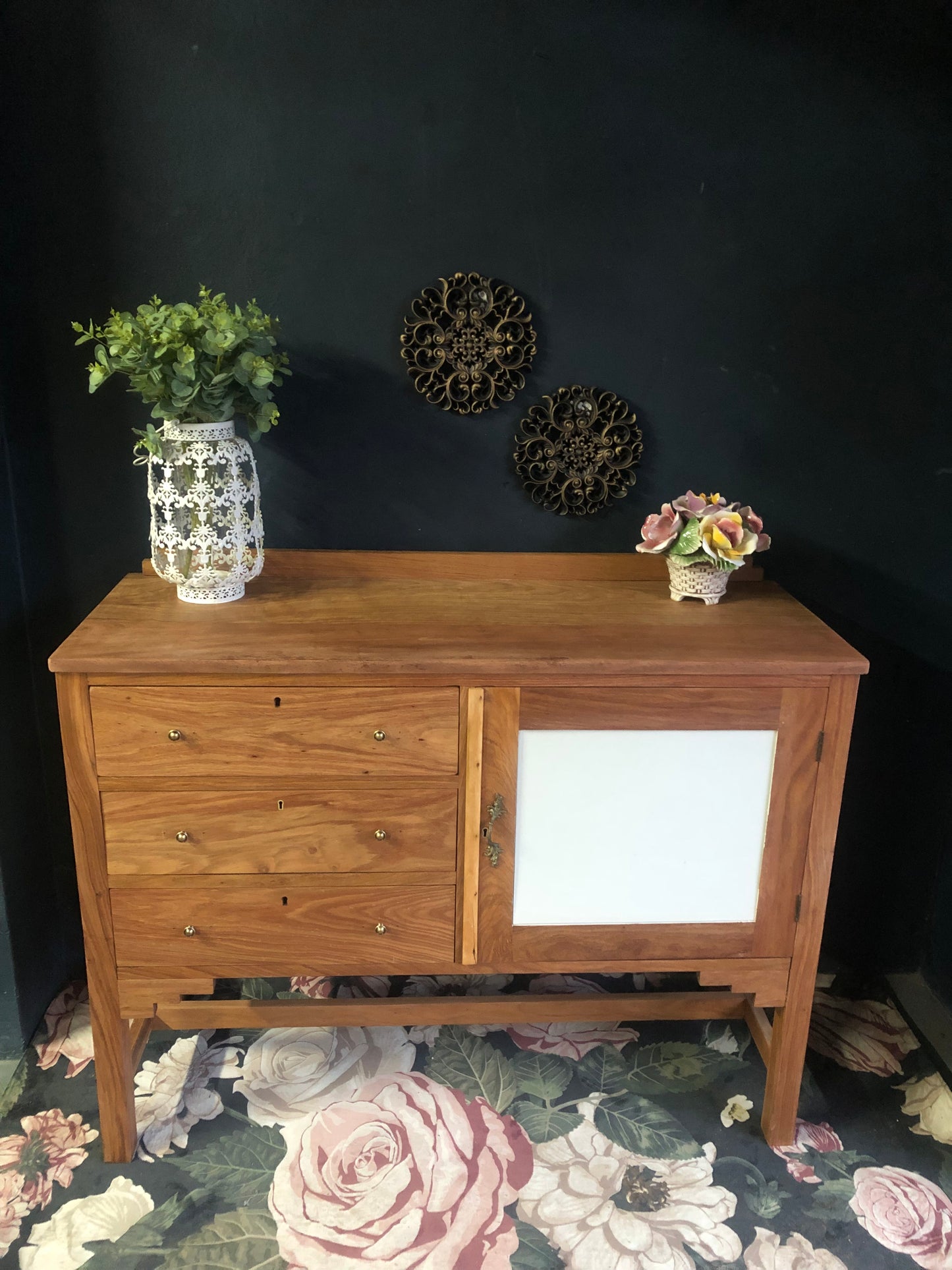 Vintage Wooden Sideboard with Drawer and Cabinet Storage