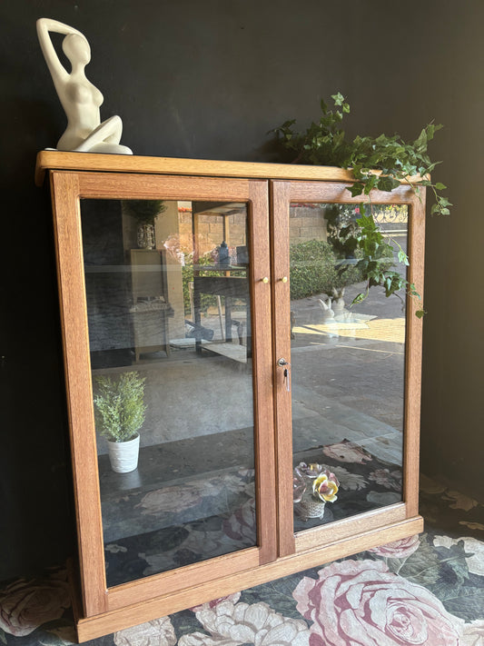 Solid Wood Display Bookcase with Glass Doors