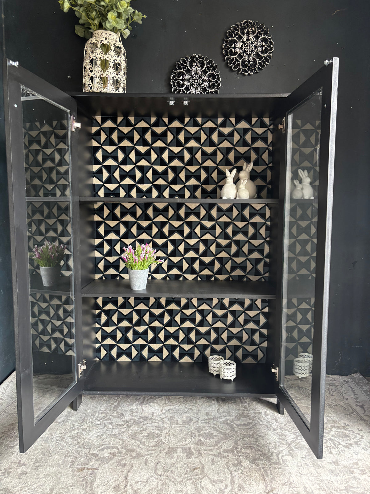 Modern Black Glass Display Cabinet
