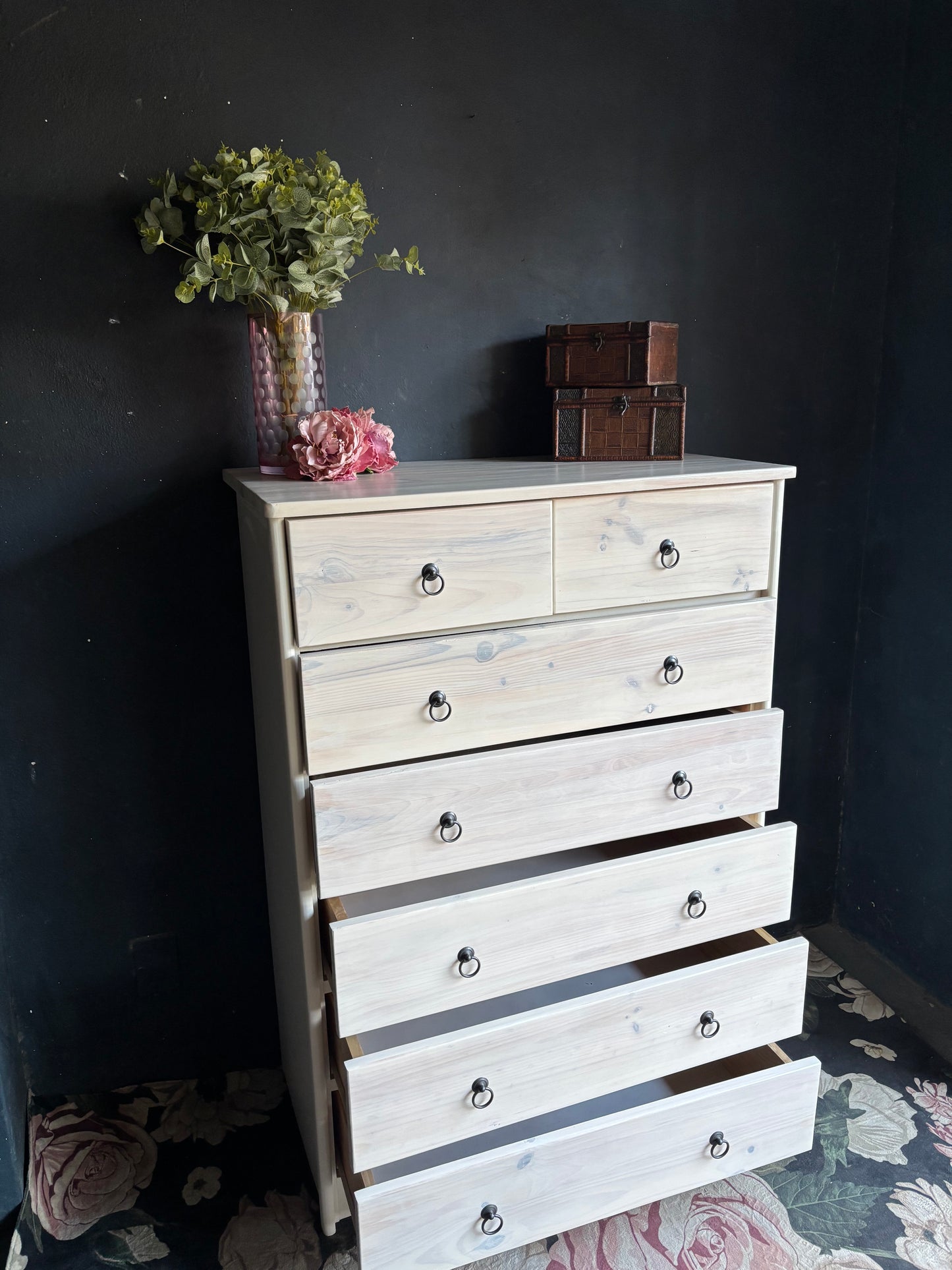 Heritage Whitewashed Pine 7-Drawer Tall Chest