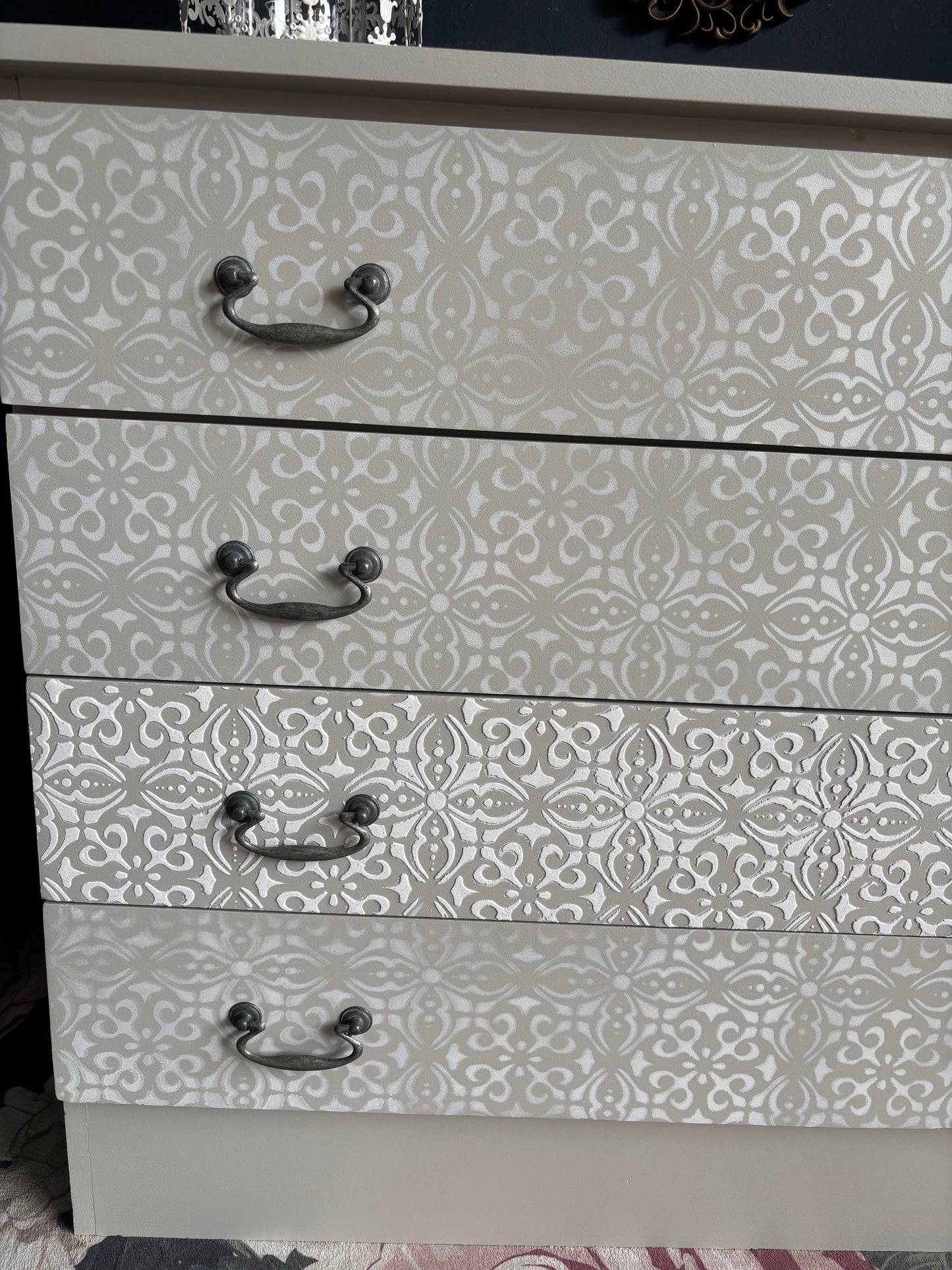 Soft Neutral Patterned Four Drawer Chest