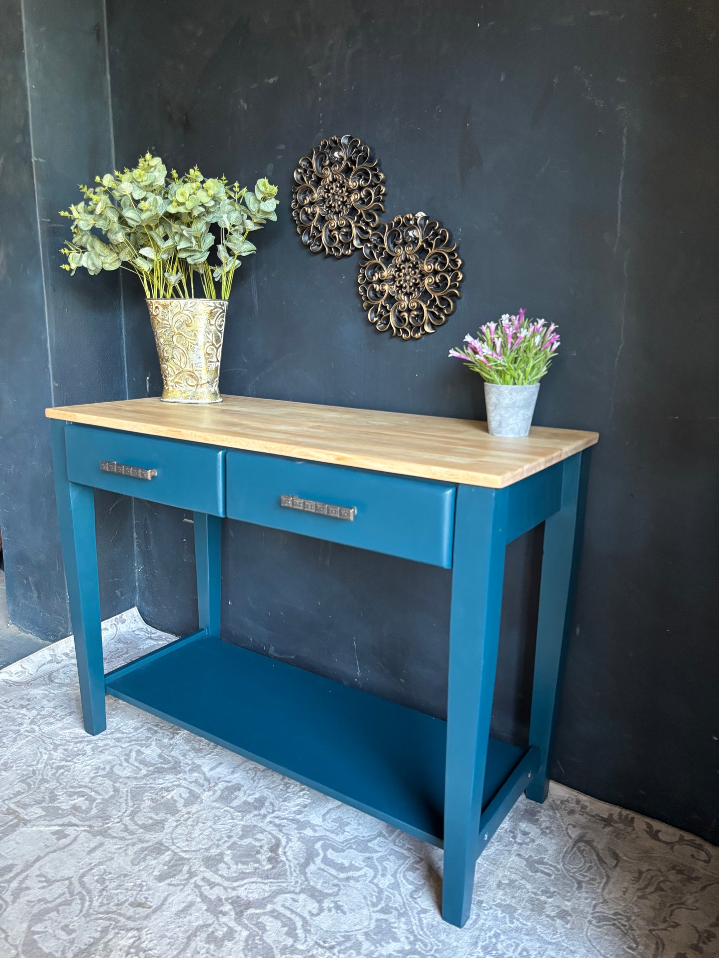 Teal Two-Drawer Entrance Hall Table – Contemporary Charm