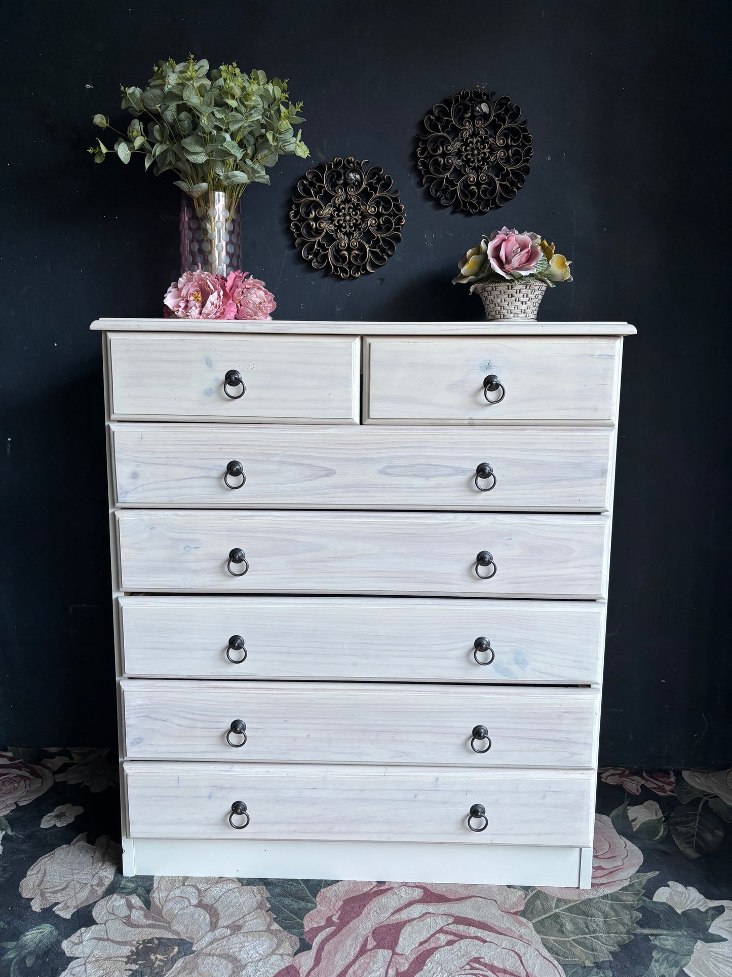 Heritage Whitewashed Pine 7-Drawer Tall Chest