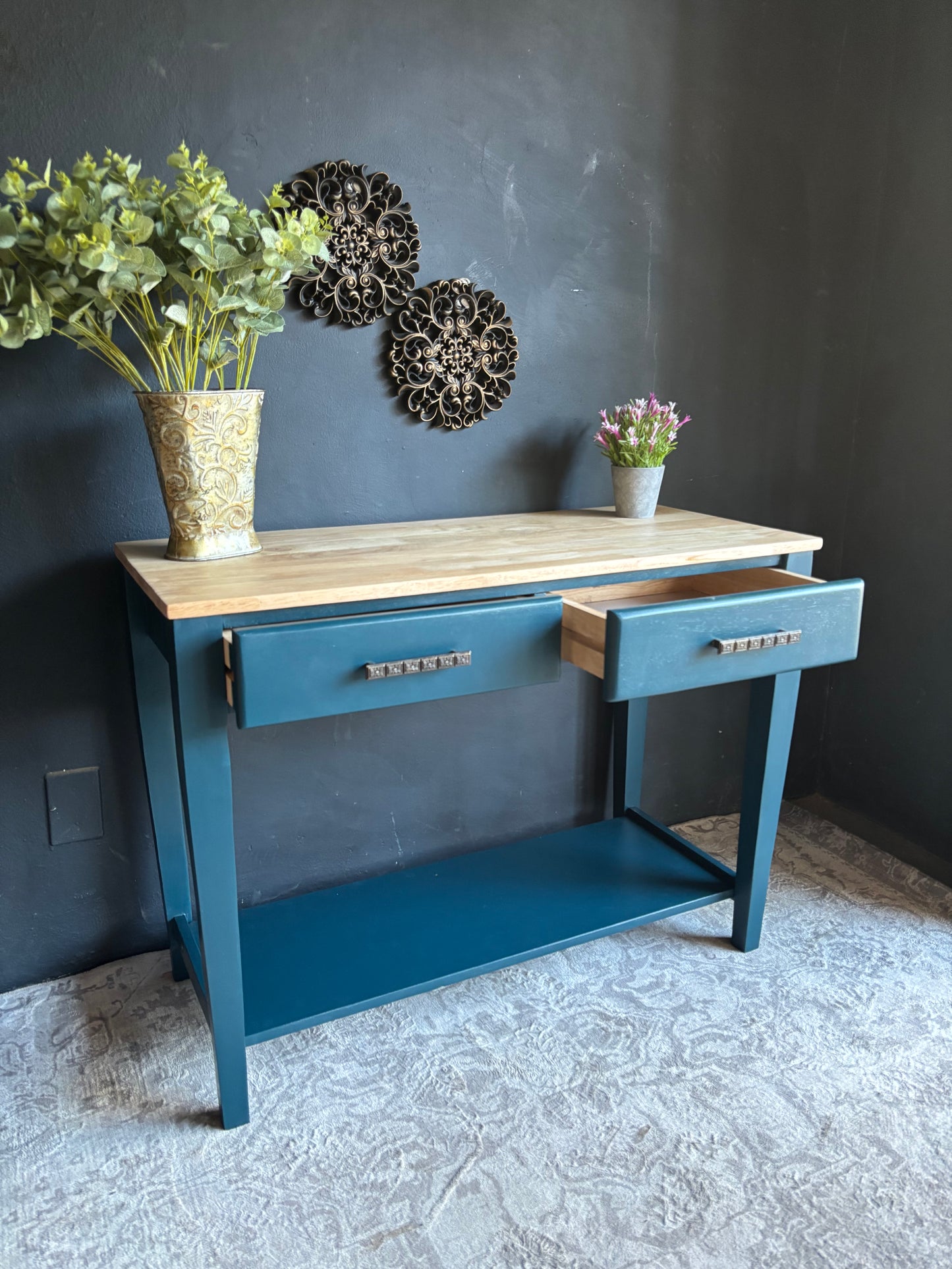 Teal Two-Drawer Entrance Hall Table – Contemporary Charm