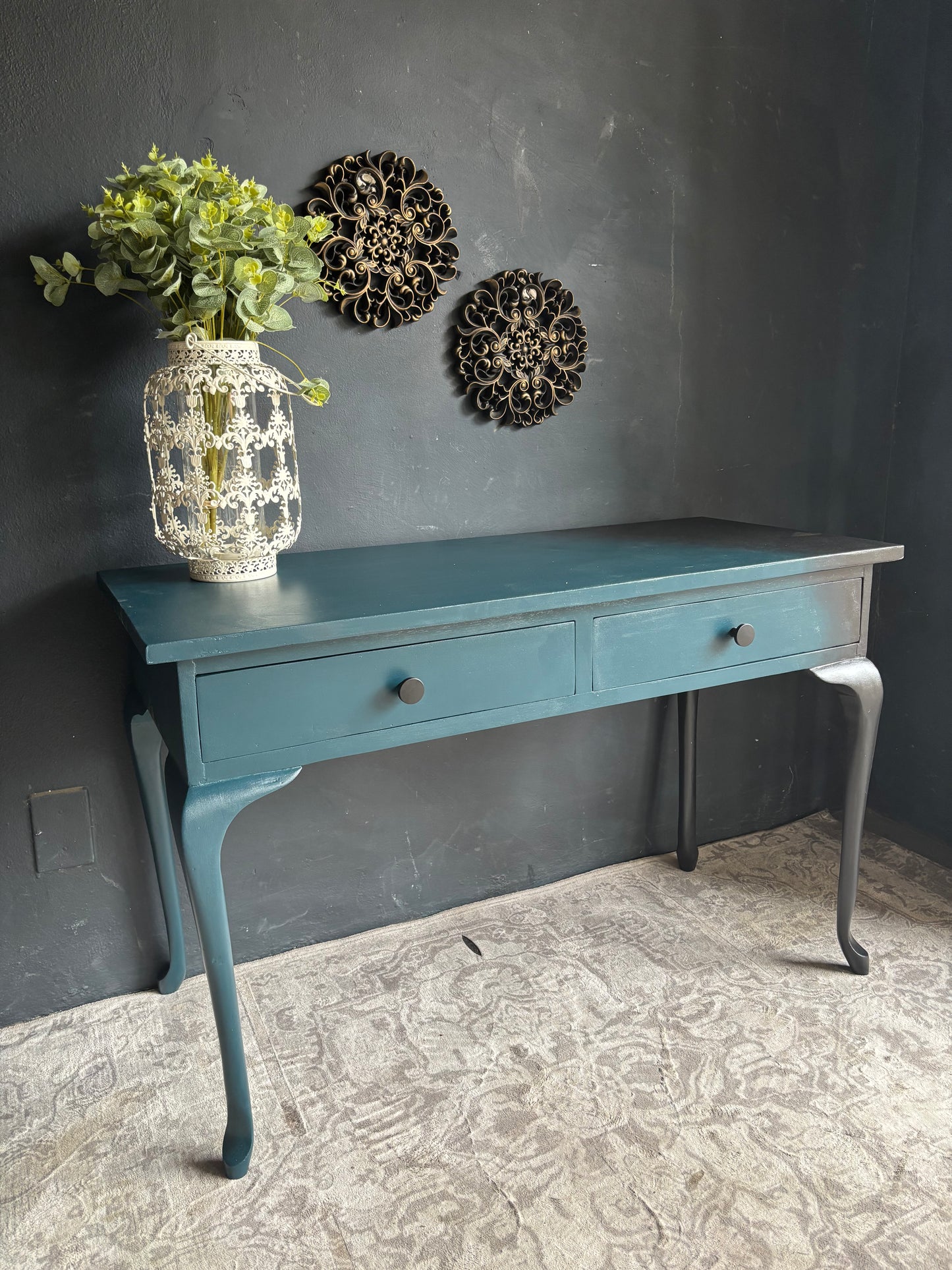 Midnight Tide Console Table with Dual Drawers