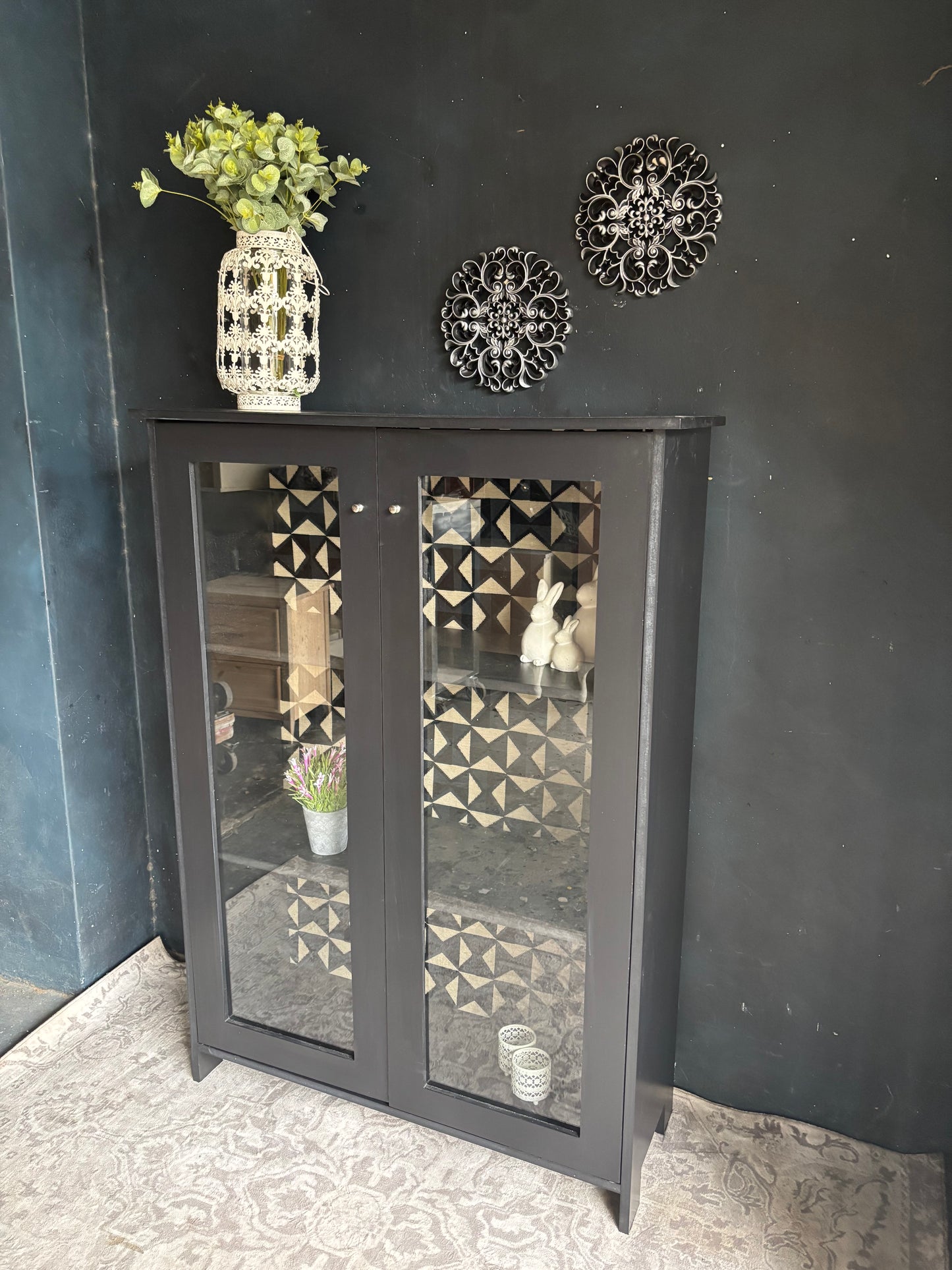 Modern Black Glass Display Cabinet
