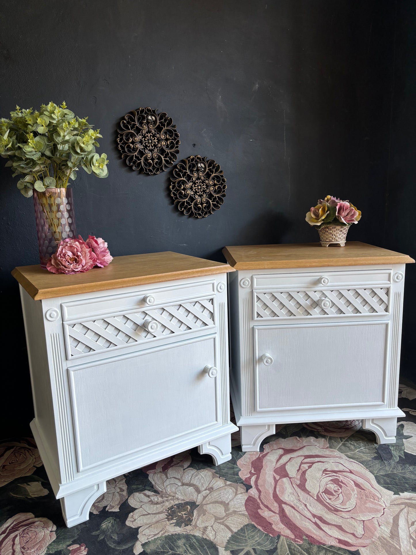 Solid Oak Bedside Pedestals – Pair