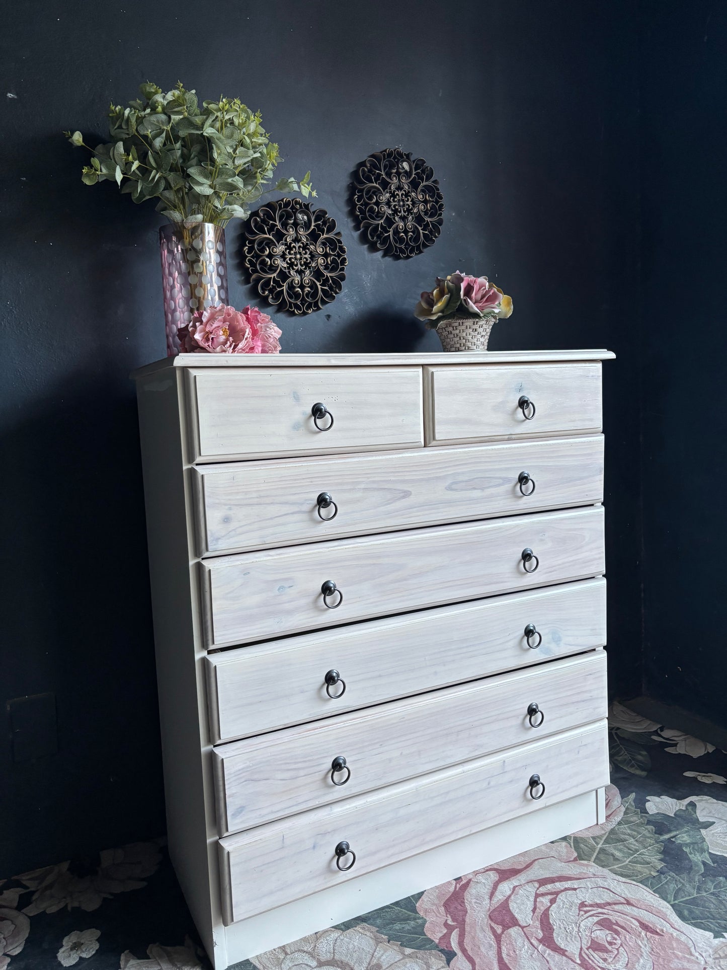 Heritage Whitewashed Pine 7-Drawer Tall Chest