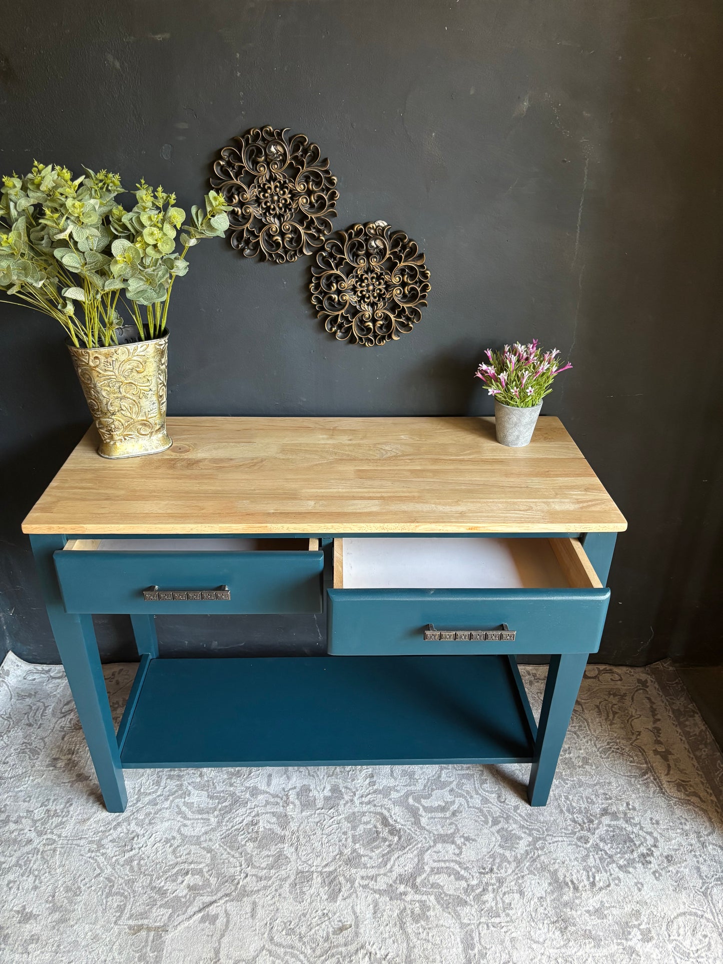 Teal Two-Drawer Entrance Hall Table – Contemporary Charm