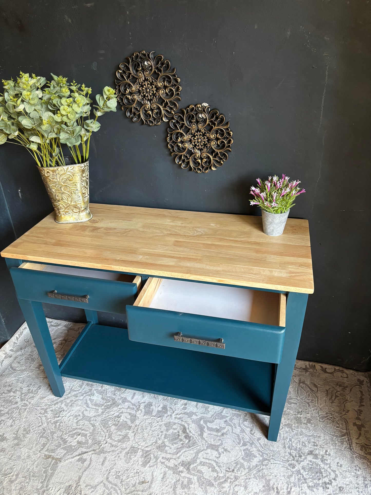 Teal Two-Drawer Entrance Hall Table – Contemporary Charm