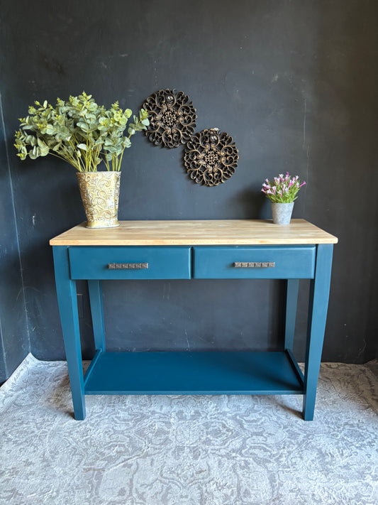 Teal Two-Drawer Entrance Hall Table – Contemporary Charm