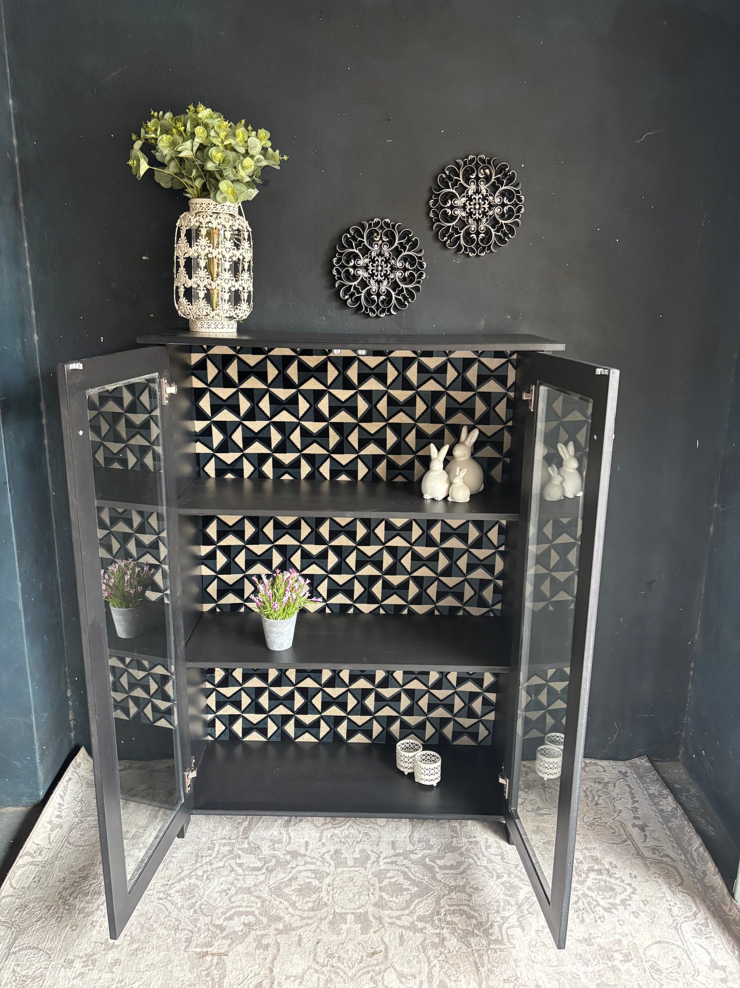 Modern Black Glass Display Cabinet