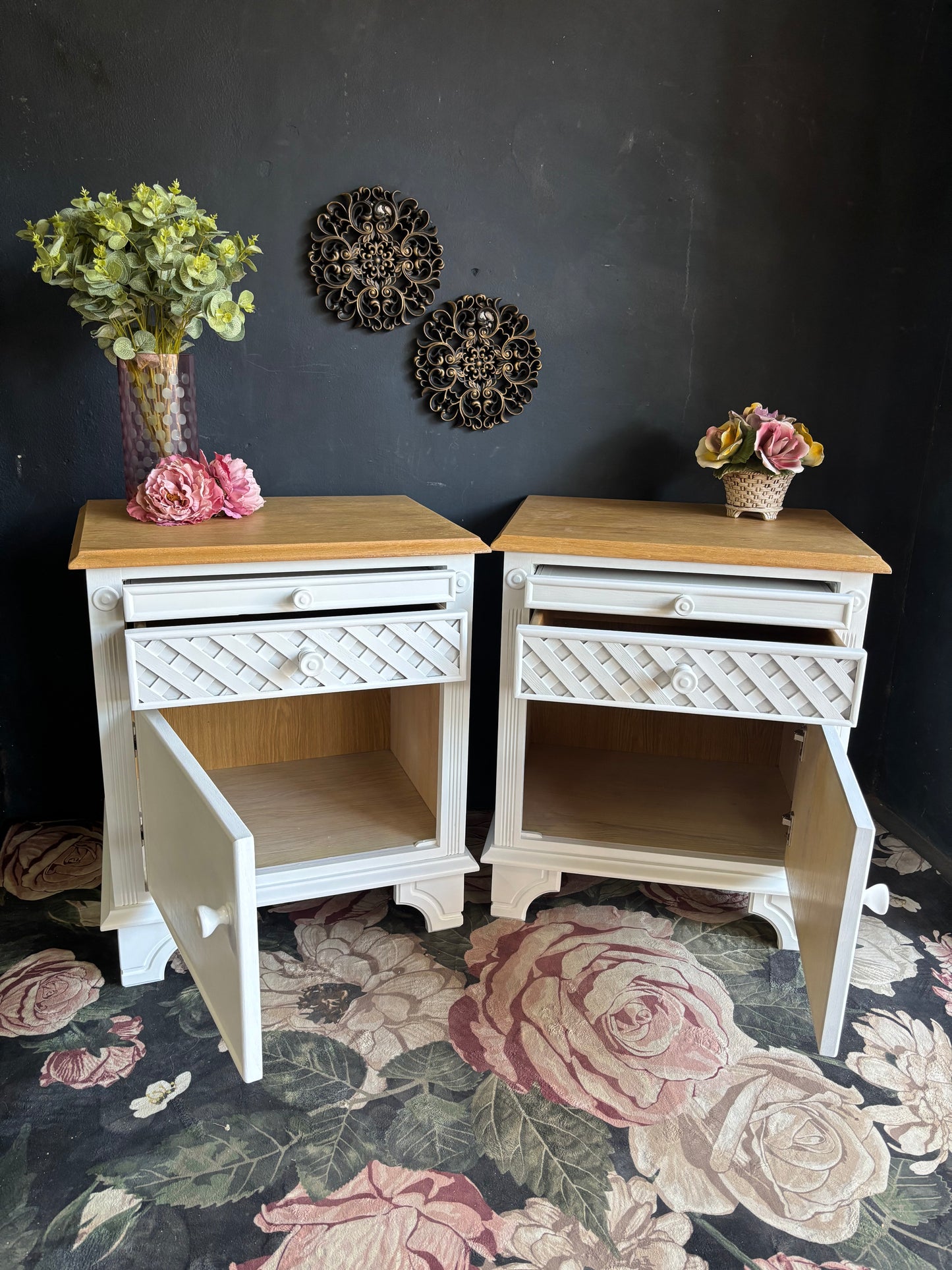 Solid Oak Bedside Pedestals – Pair