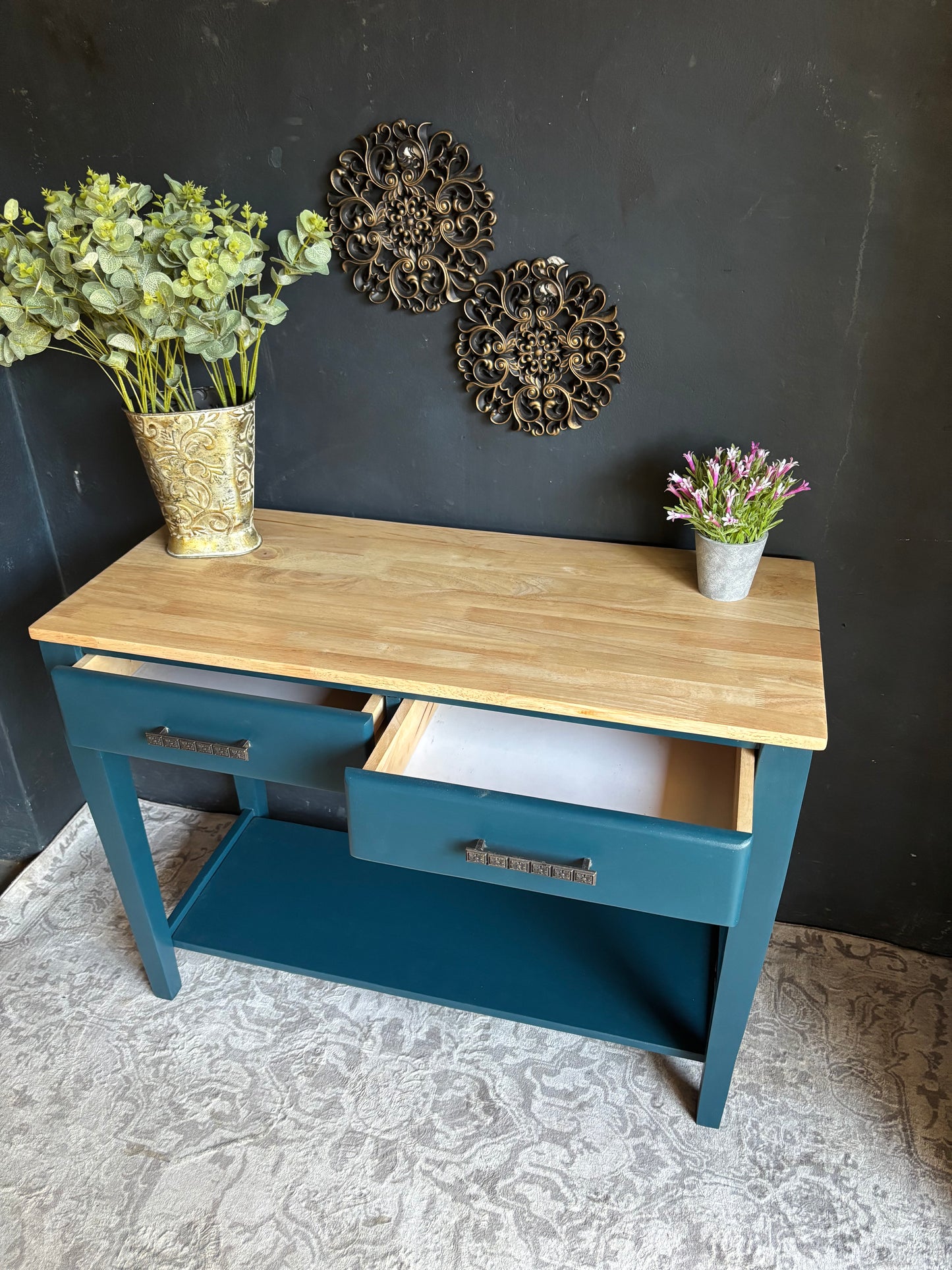 Teal Two-Drawer Entrance Hall Table – Contemporary Charm