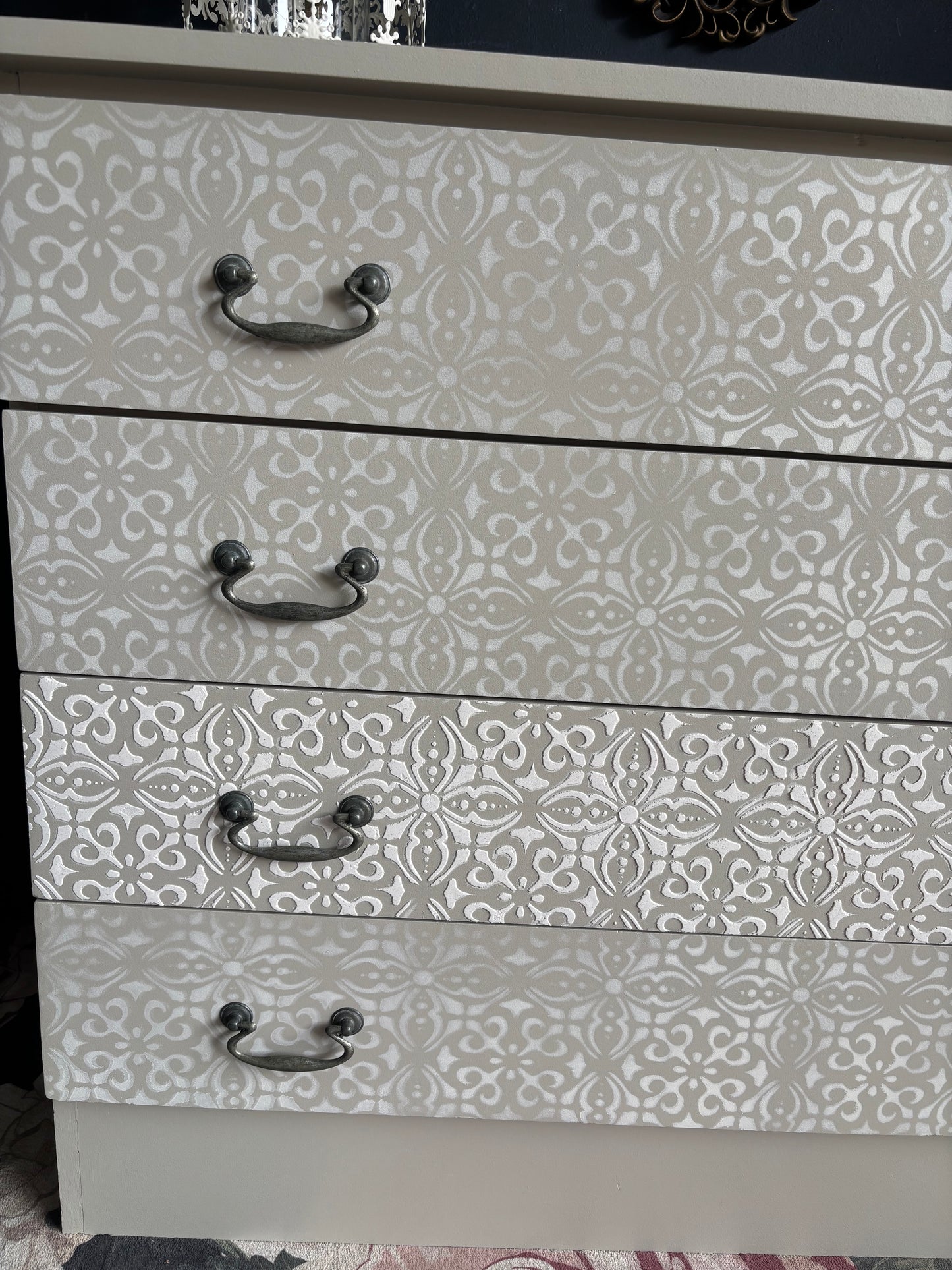 Soft Neutral Patterned Four Drawer Chest