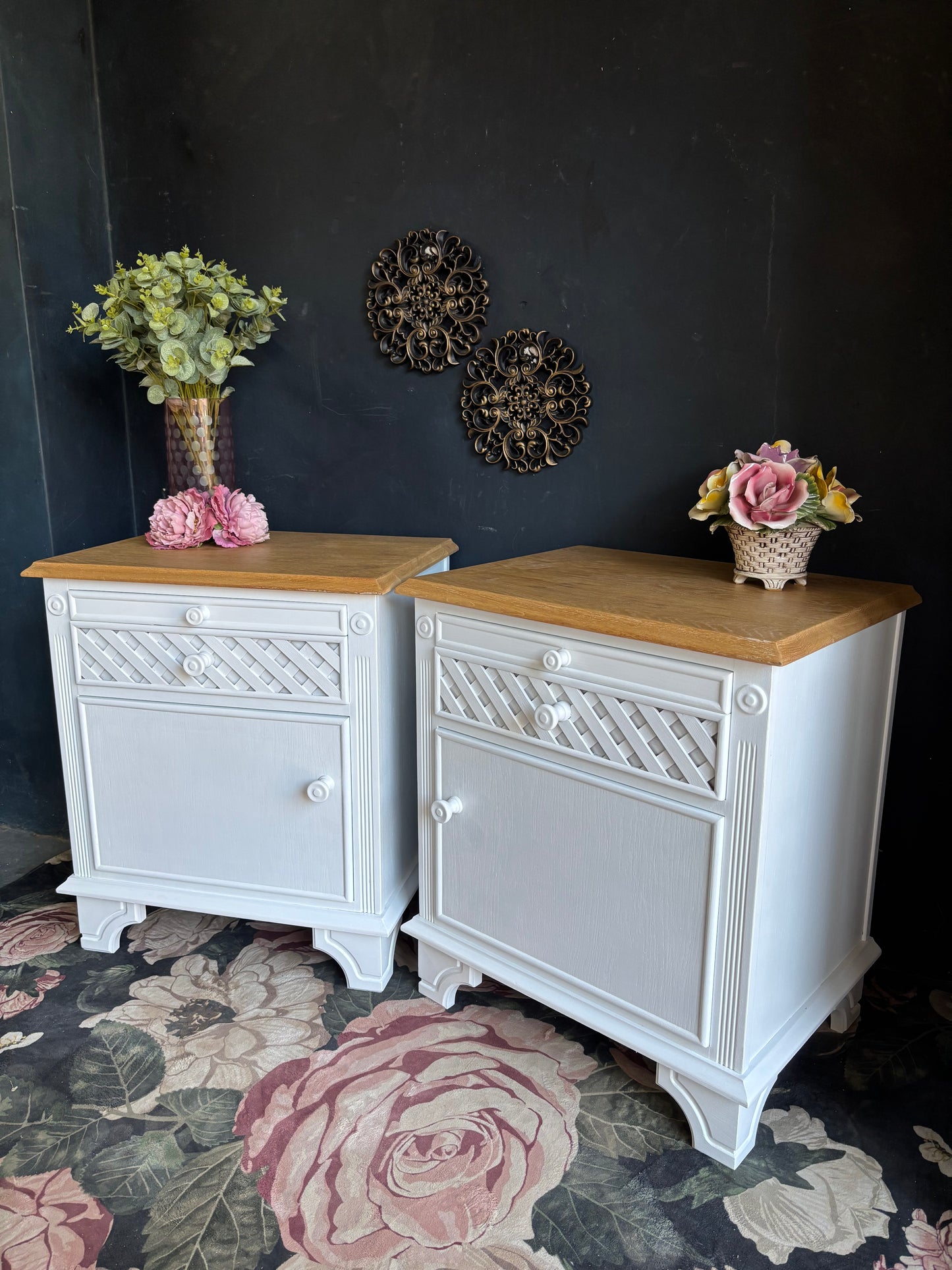 Solid Oak Bedside Pedestals – Pair