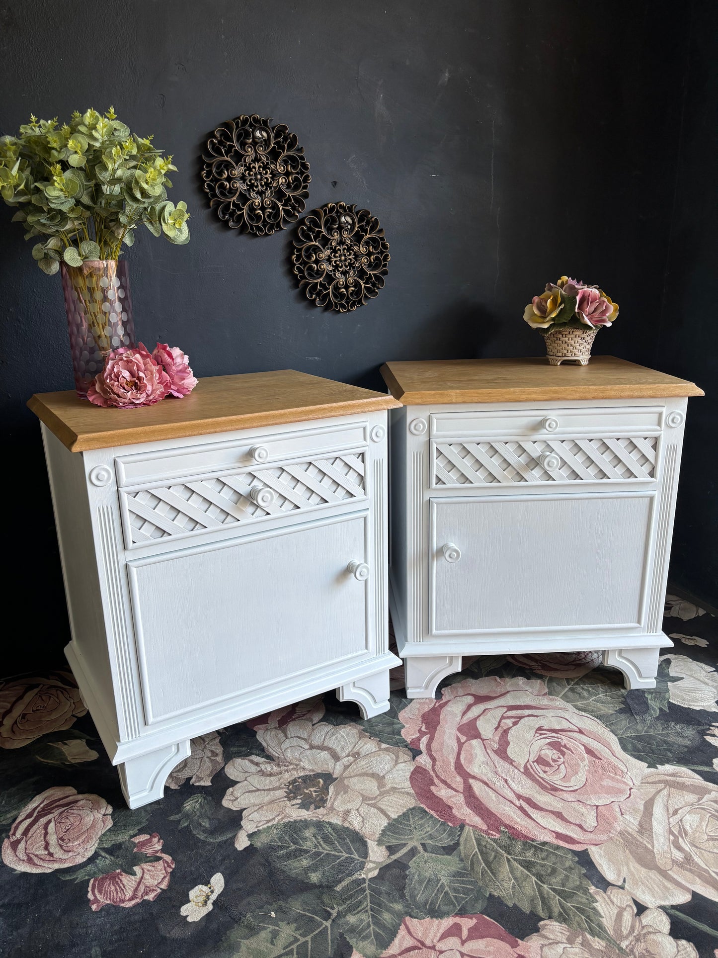 Solid Oak Bedside Pedestals – Pair