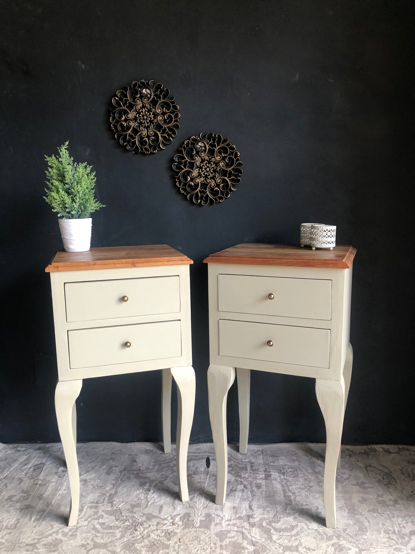 Elegant 2-Drawer French-Style Pedestal Tables (Set of 2)