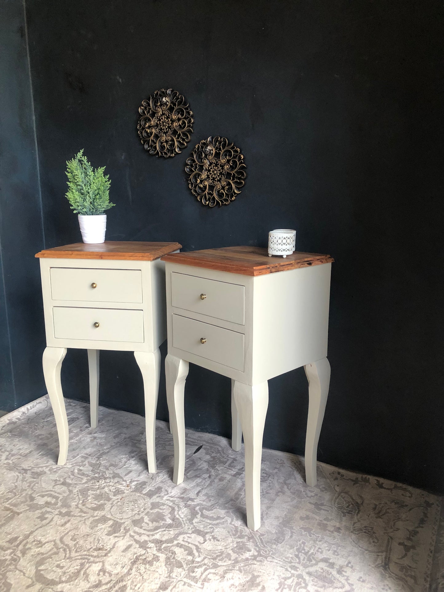 Elegant 2-Drawer French-Style Pedestal Tables (Set of 2)