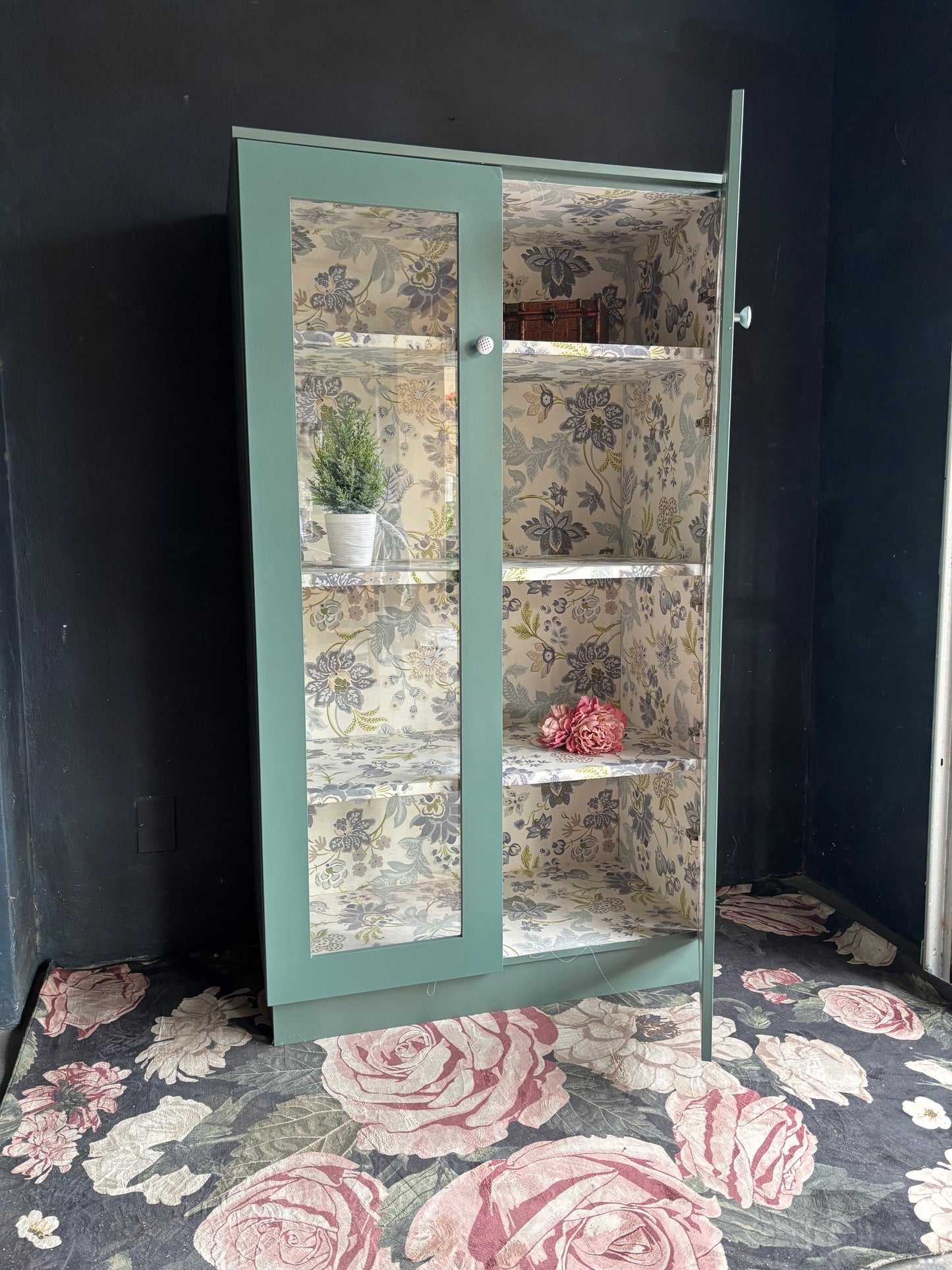 Aqua Glass Display Cabinet / Bookcase