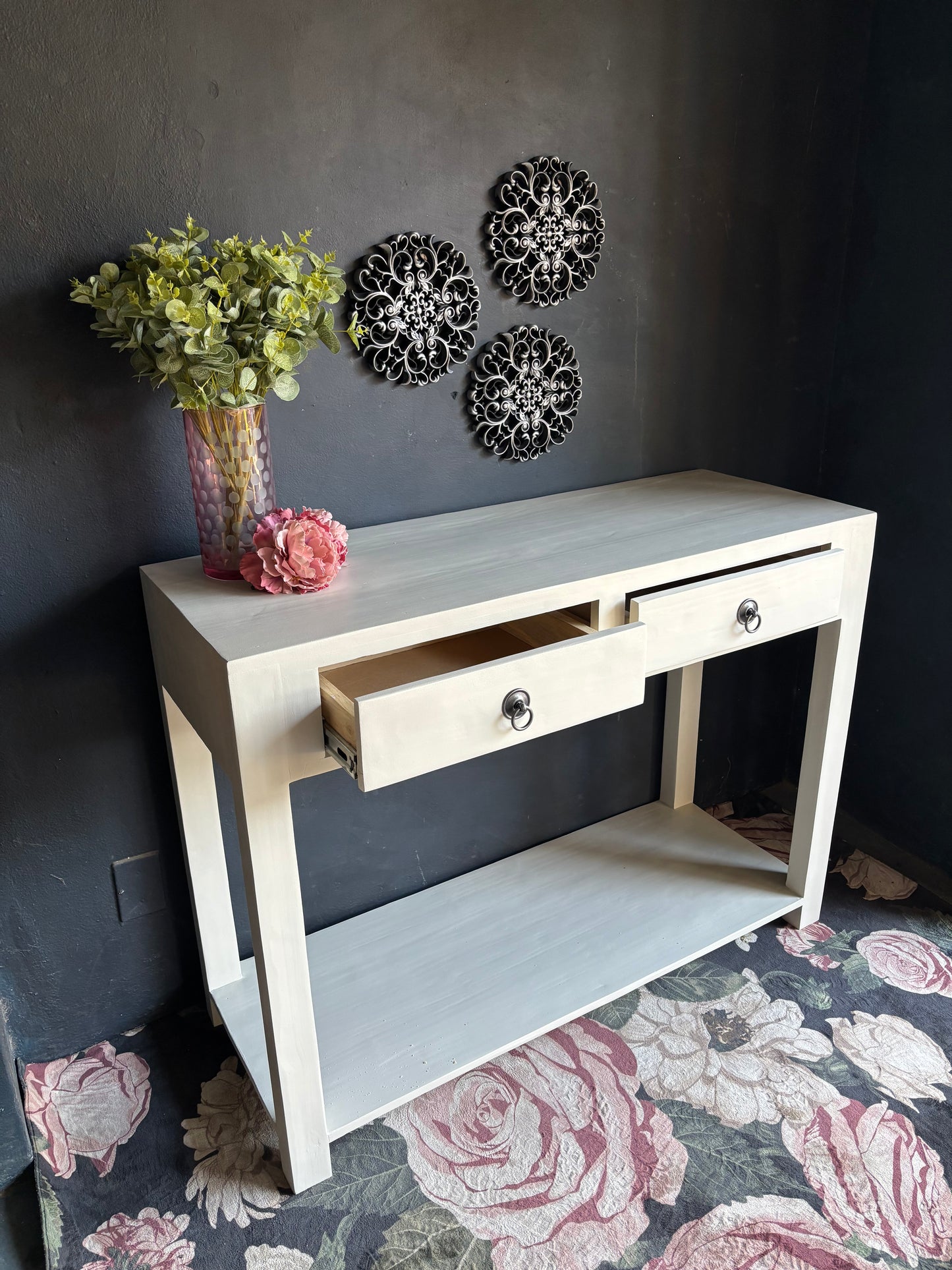 Soft White Two-Drawer Server/Console Table