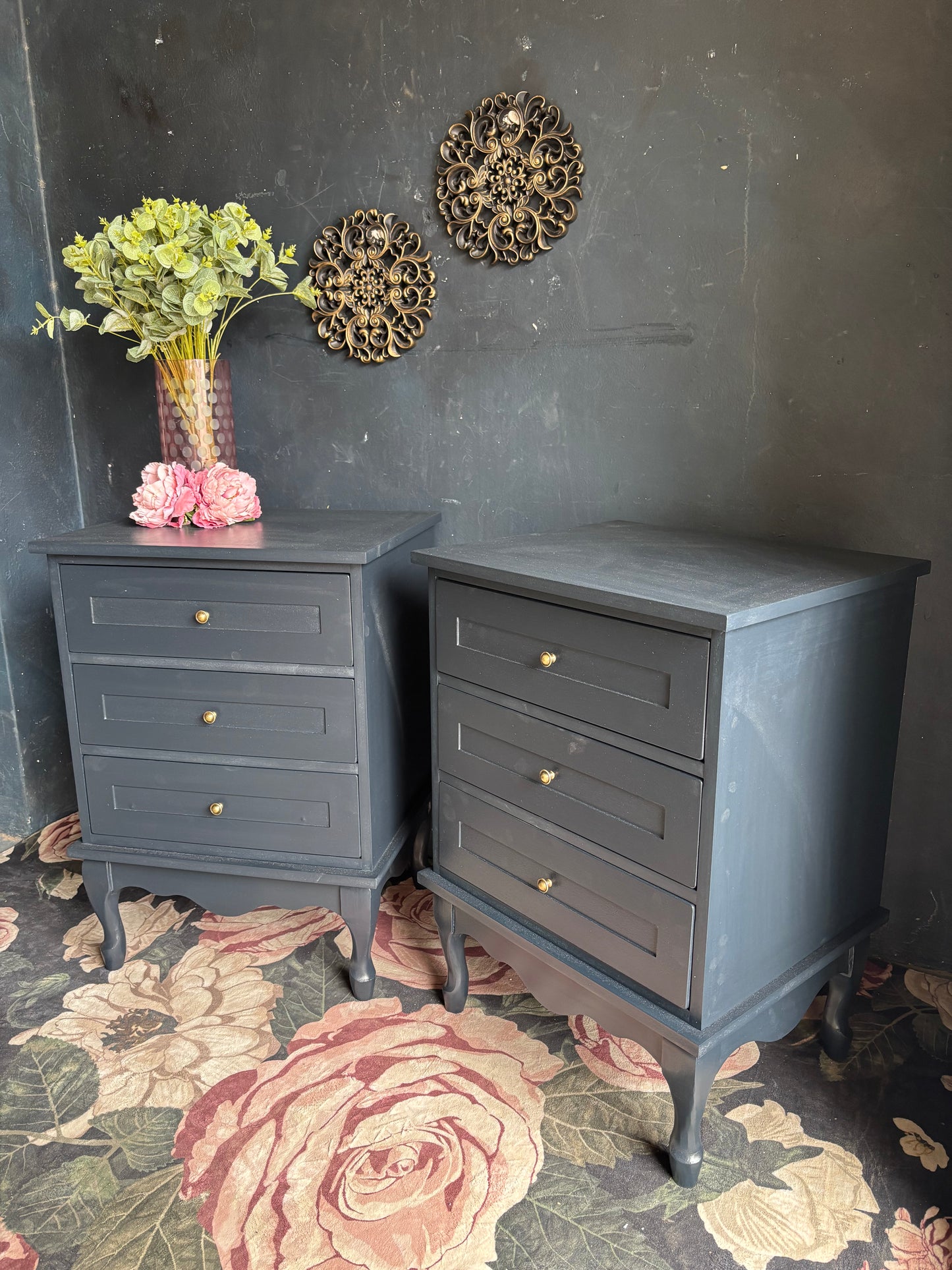 Navy Blue Bedside Tables (Pair)