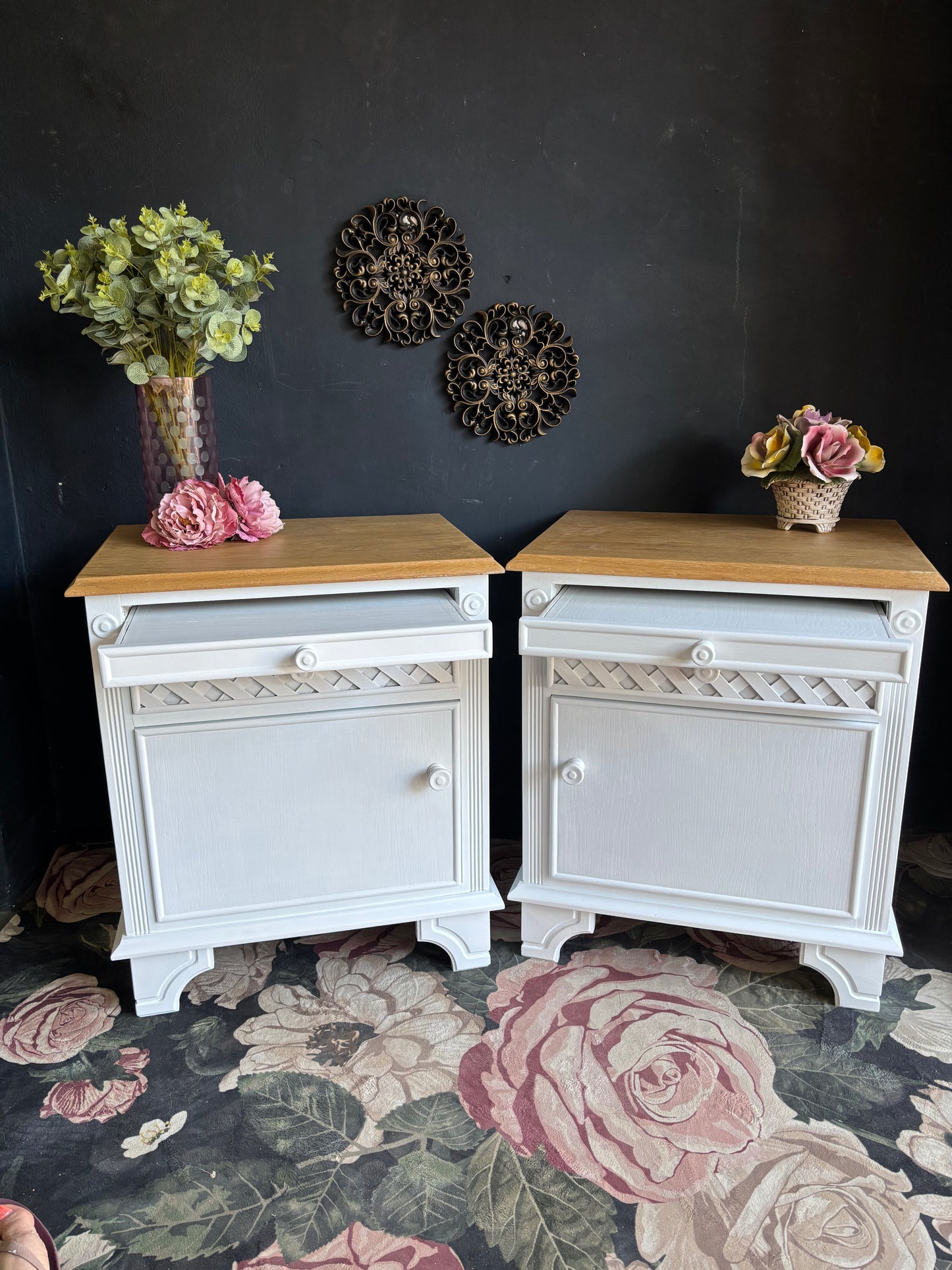 Solid Oak Bedside Pedestals – Pair