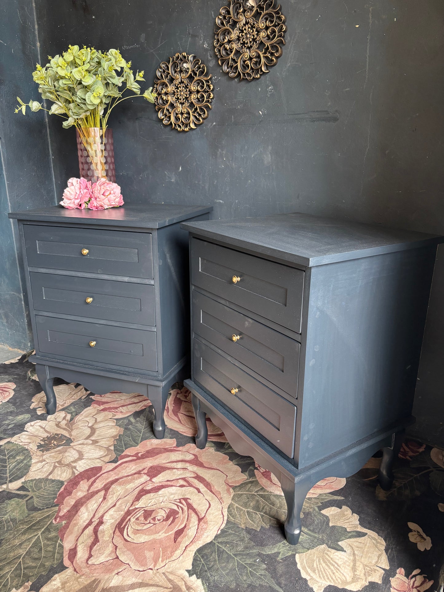 Navy Blue Bedside Tables (Pair)