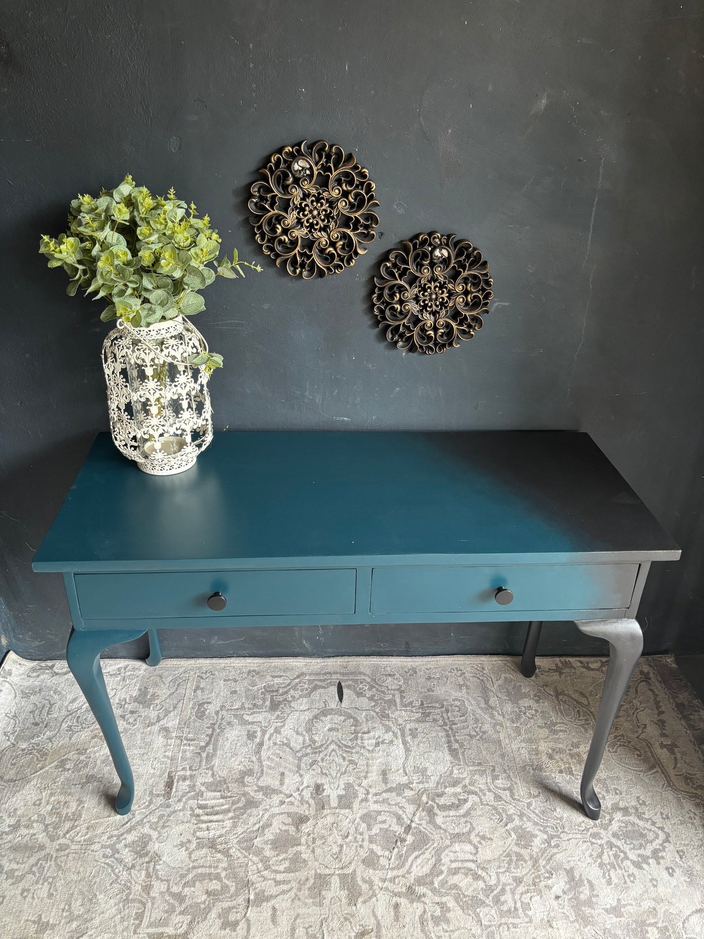 Midnight Tide Console Table with Dual Drawers