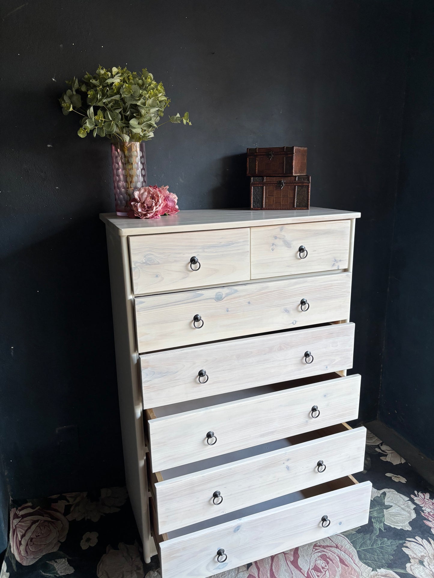Heritage Whitewashed Pine 7-Drawer Tall Chest