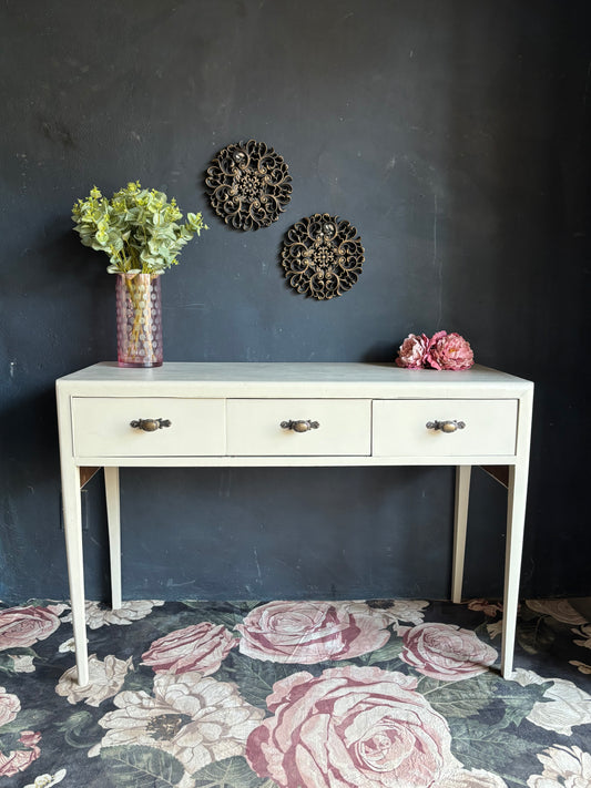 Beige Three-Drawer Console Table