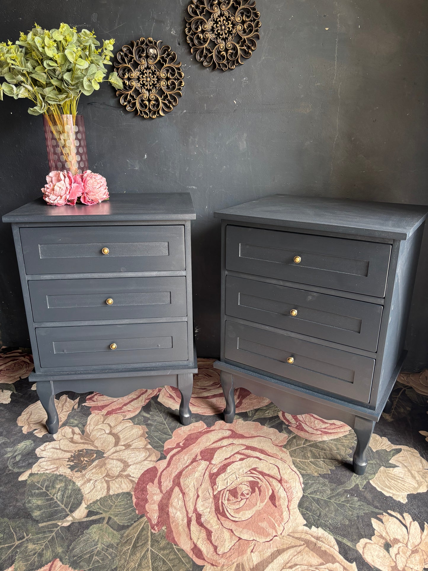 Navy Blue Bedside Tables (Pair)