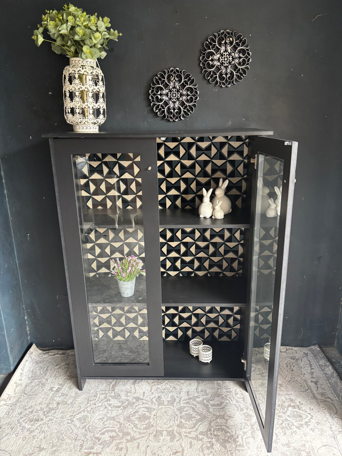 Modern Black Glass Display Cabinet