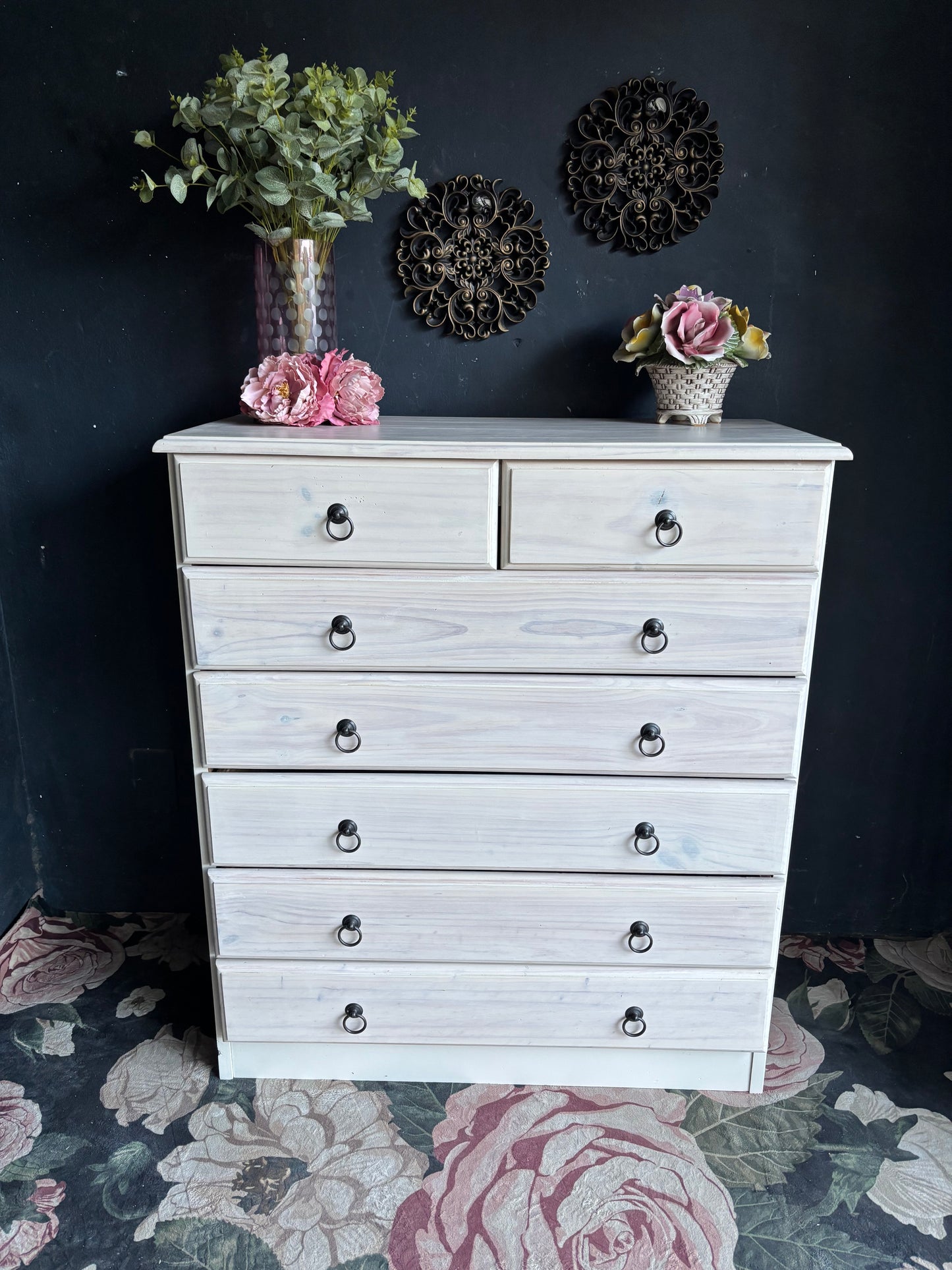 Heritage Whitewashed Pine 7-Drawer Tall Chest