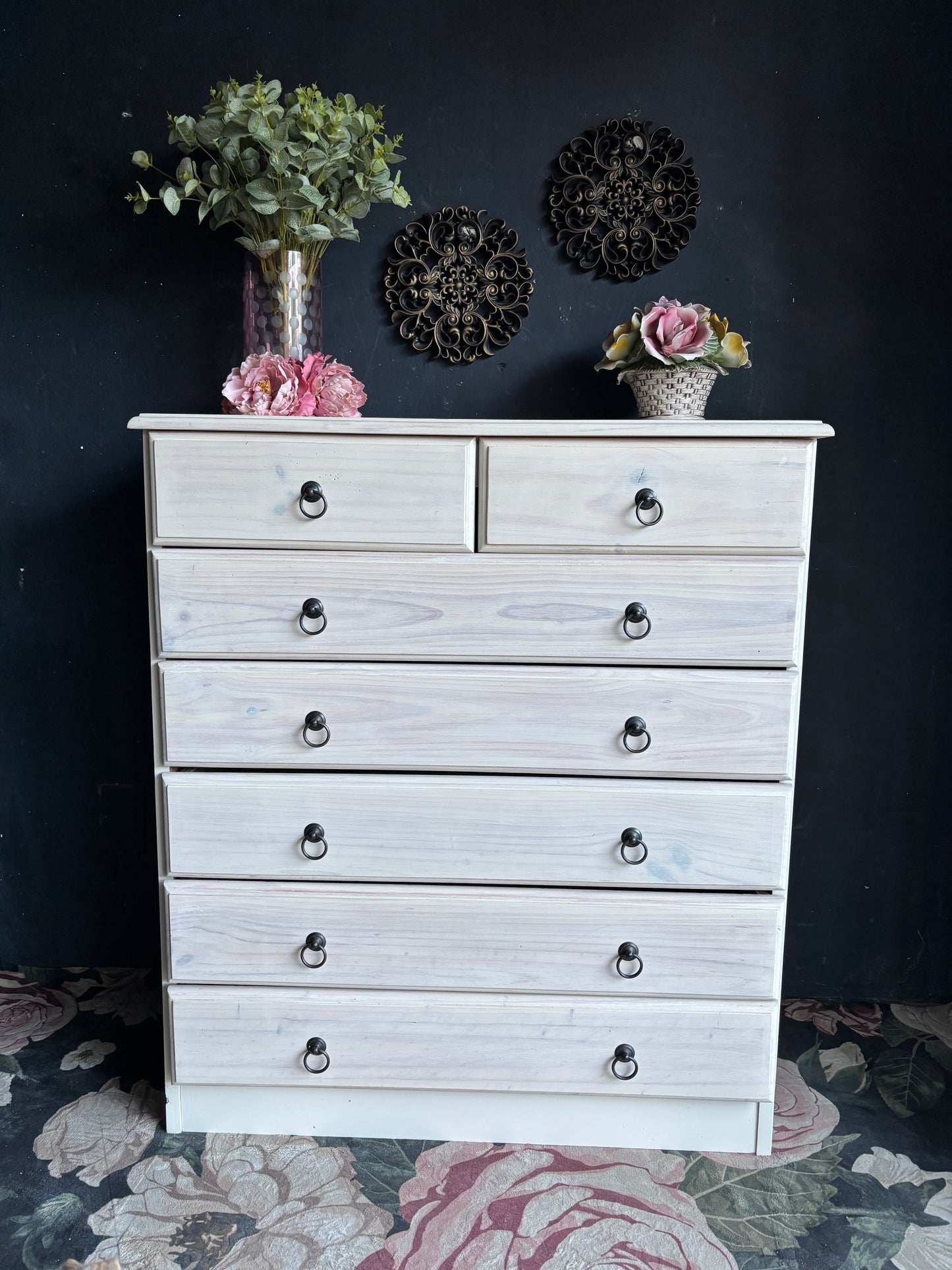 Heritage Whitewashed Pine 7-Drawer Tall Chest