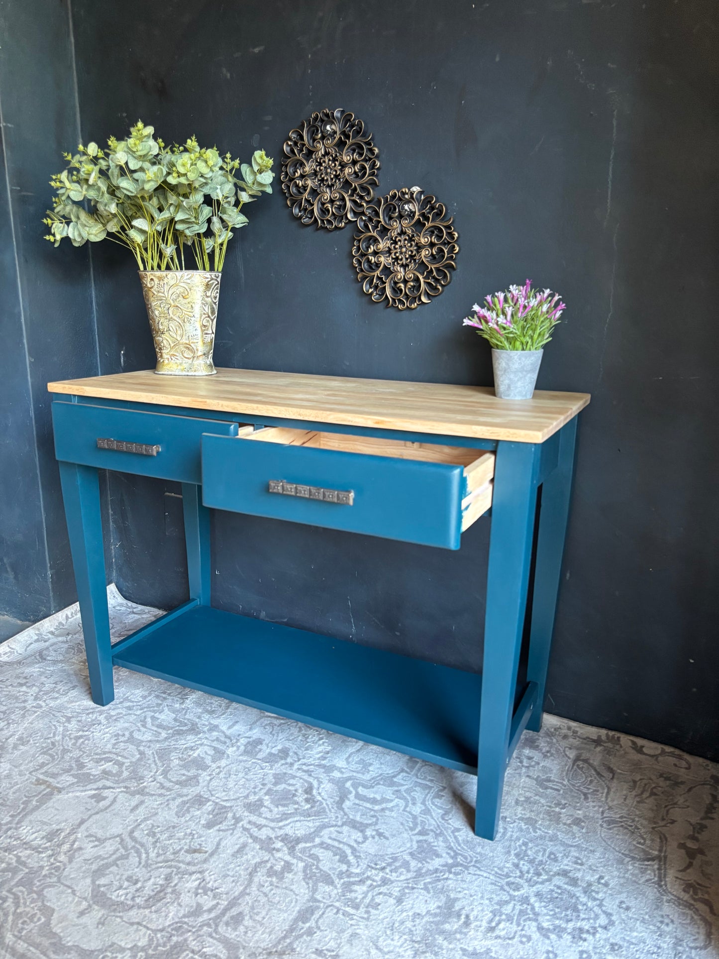 Teal Two-Drawer Entrance Hall Table – Contemporary Charm