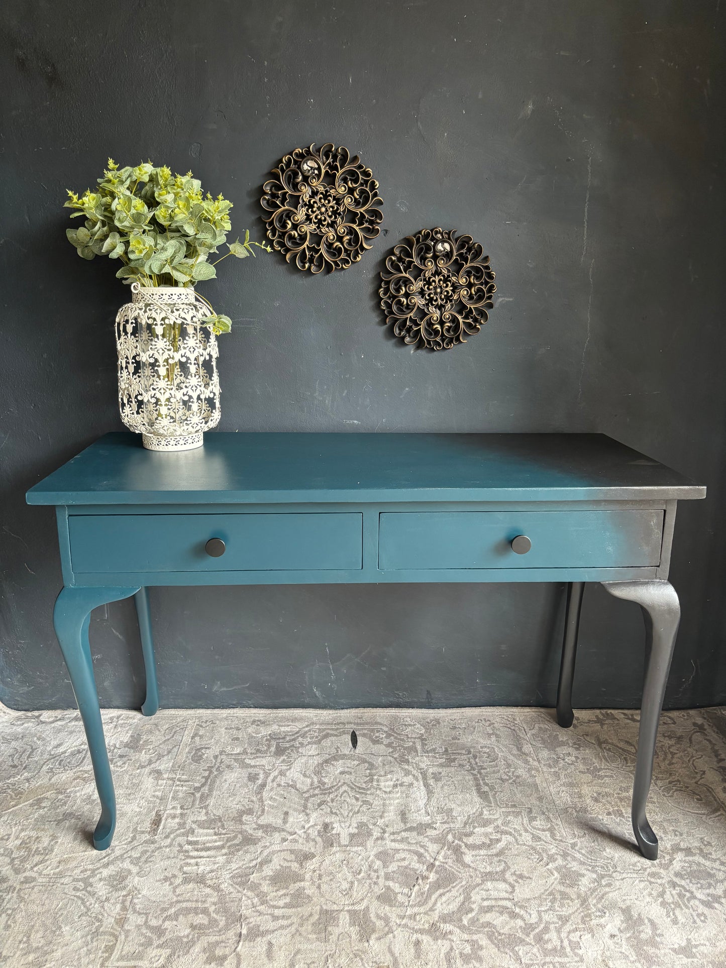 Midnight Tide Console Table with Dual Drawers