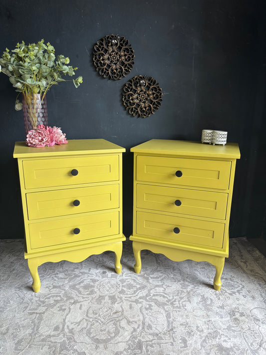 Mustard Luxe Bedside Pedestal Set