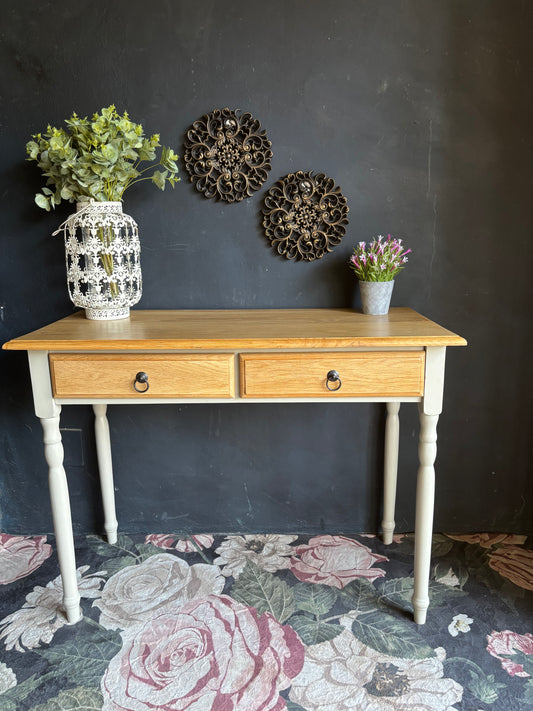 Oak and Soft White Two-Drawer Server