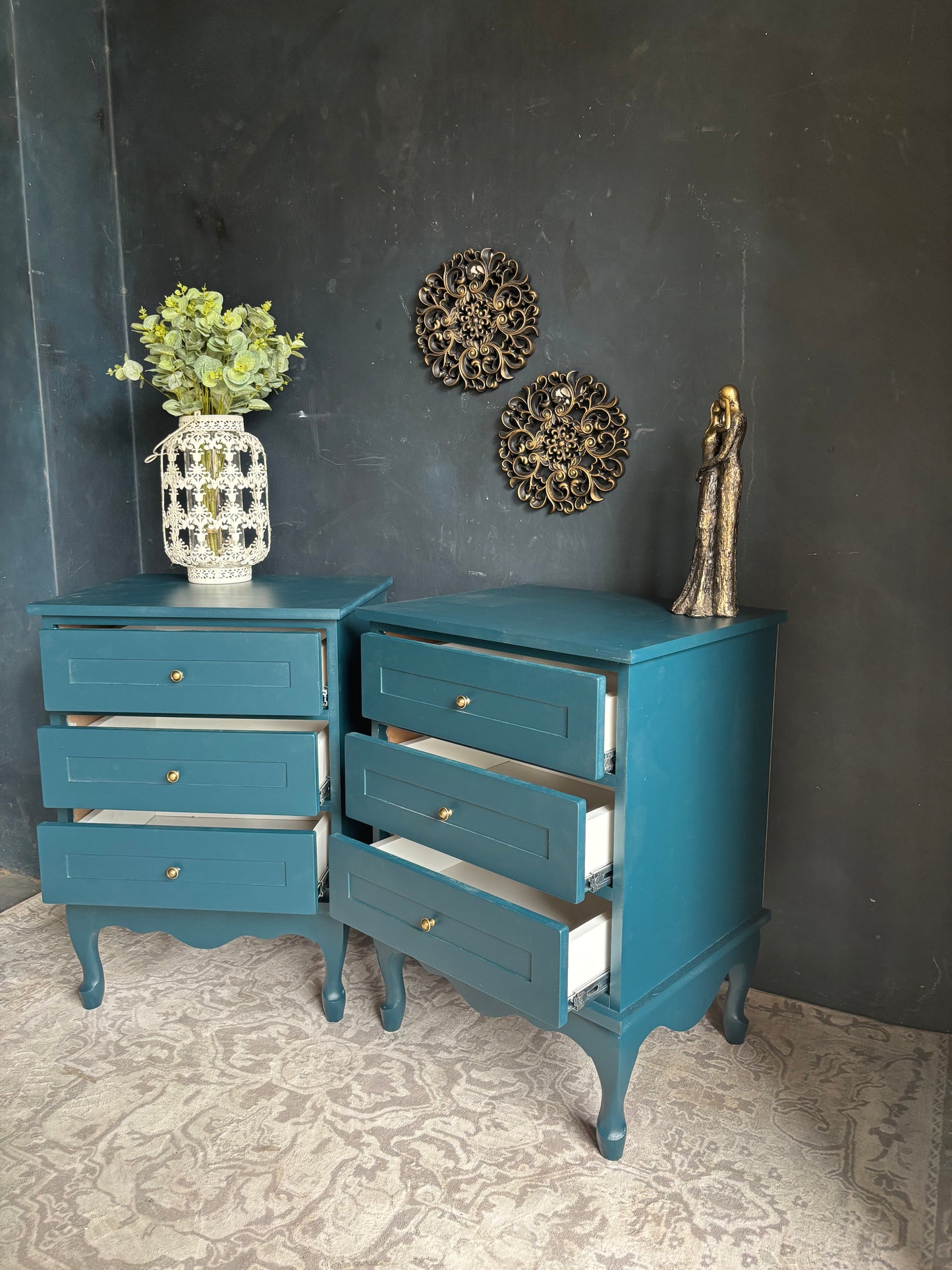Vintage Three-Drawer Bedside Pedestals (Pair)