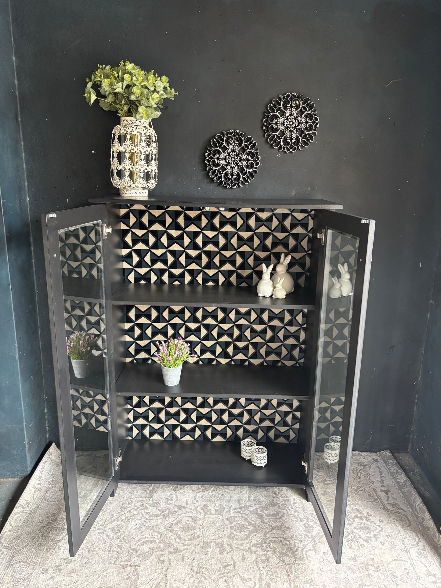 Modern Black Glass Display Cabinet